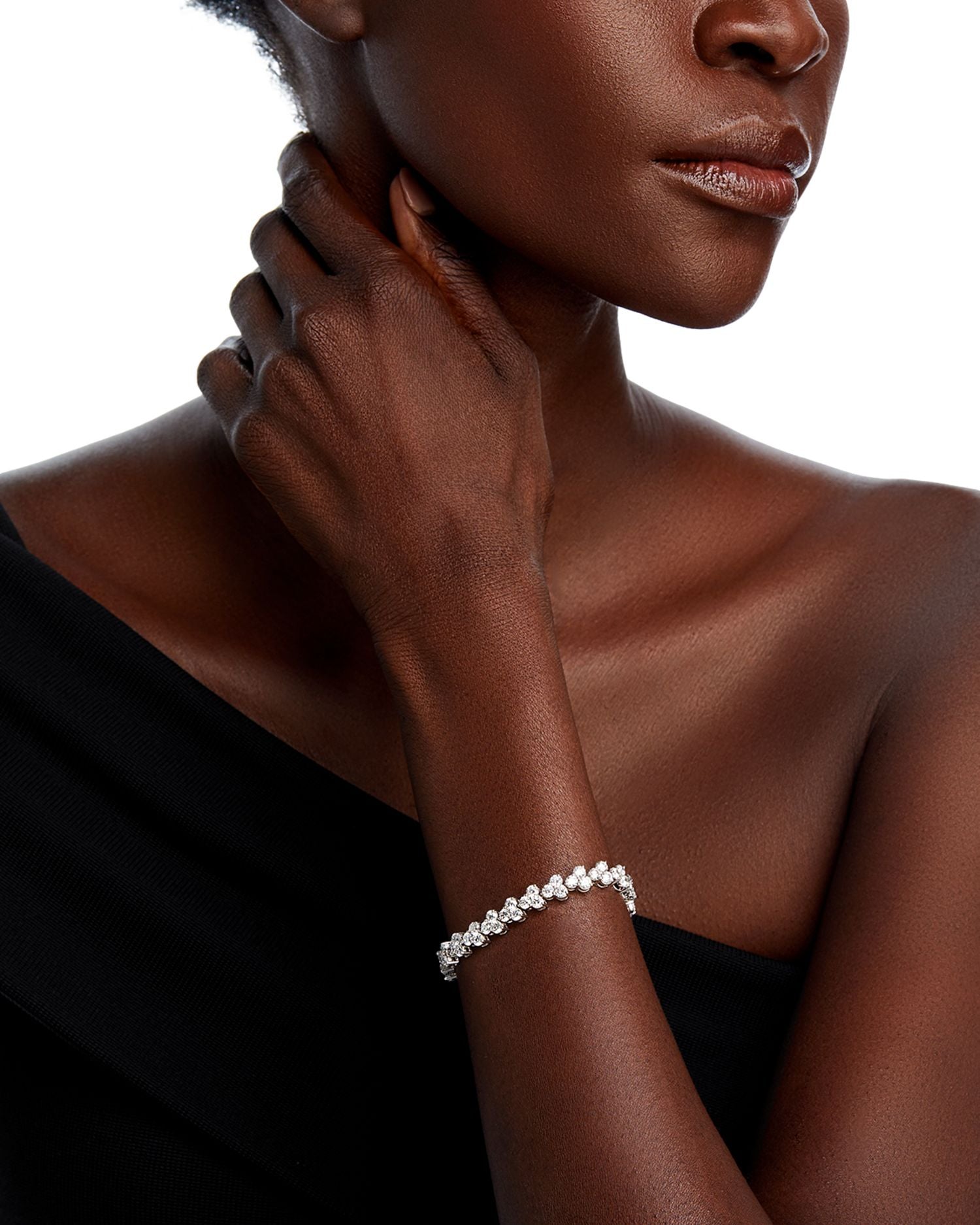 Diamond Trio Cluster Tennis Bracelet in 14K White Gold, 12.0 ct. t.w.