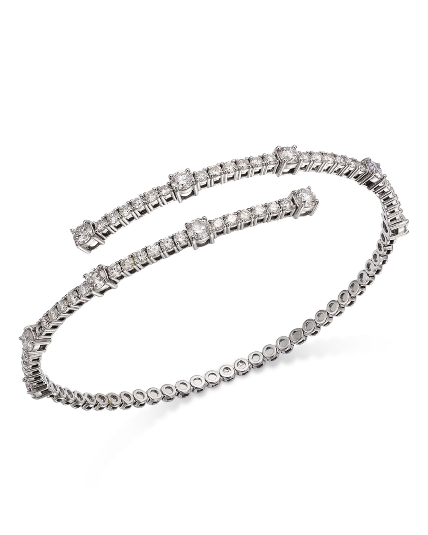 Diamond Bypass Bangle Bracelet in 14K White Gold, 3.0 ct. t.w.