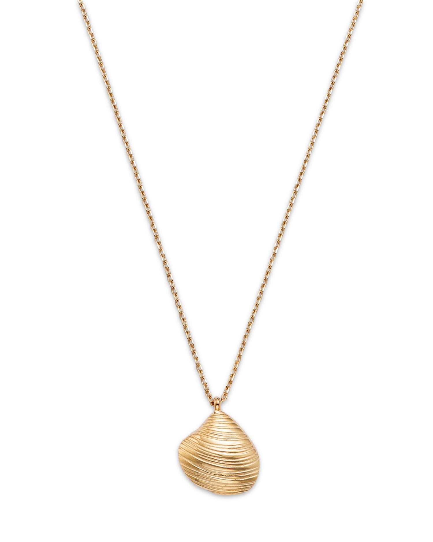 14K Yellow Gold Shell Pendant Necklace, 18'