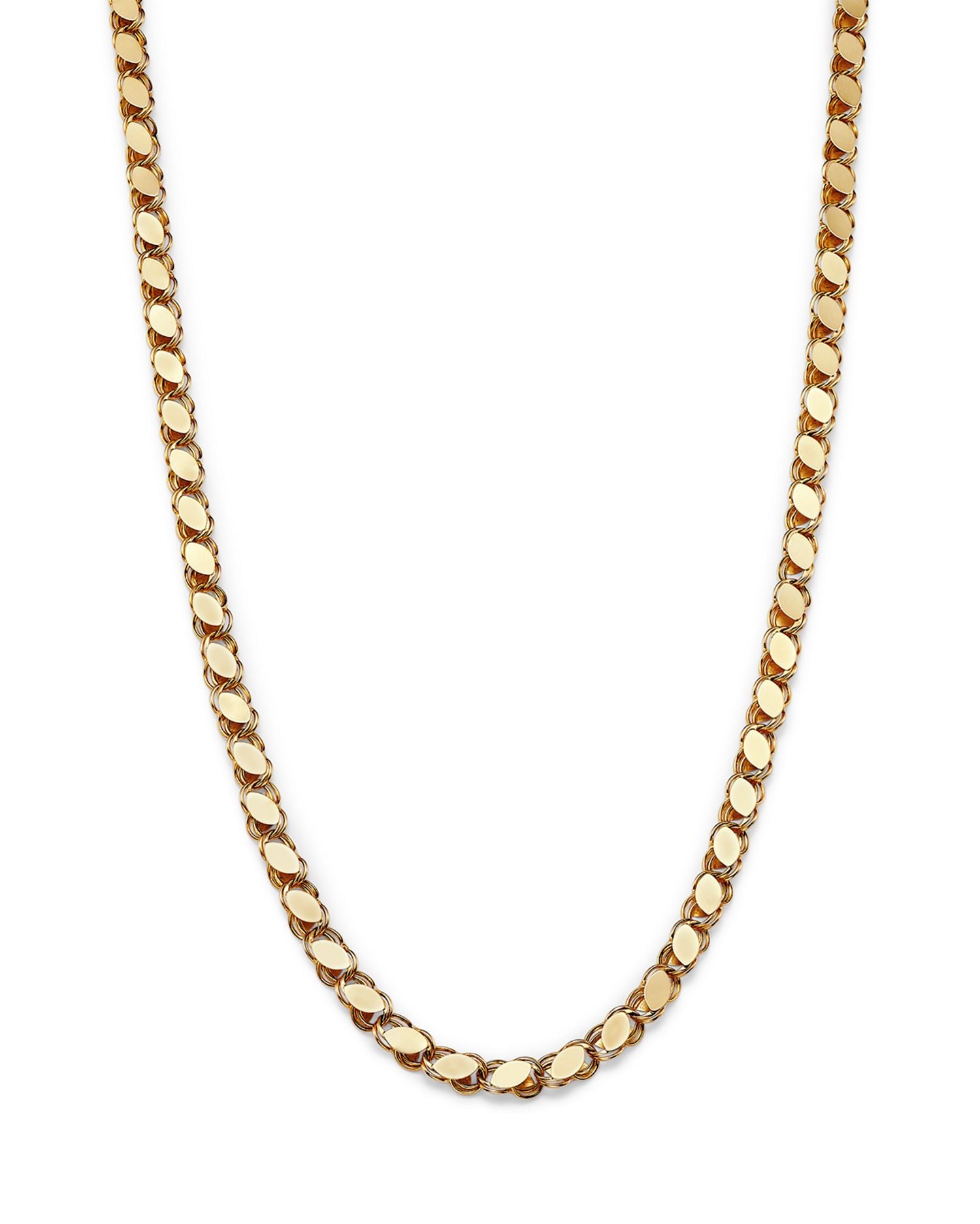 14K Yellow Gold High-Polished Wide Link Collar Necklace, 18'