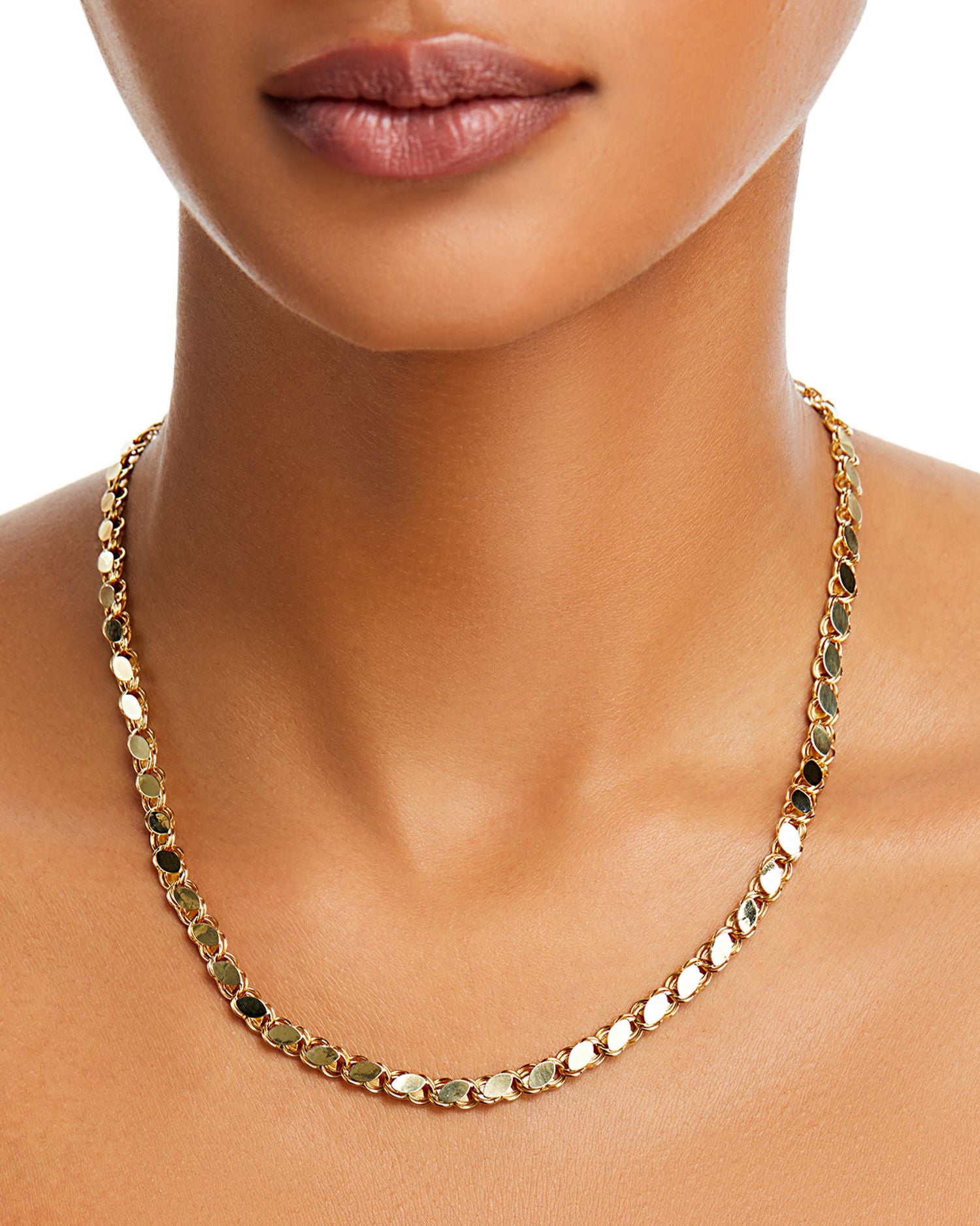 14K Yellow Gold High-Polished Wide Link Collar Necklace, 18'
