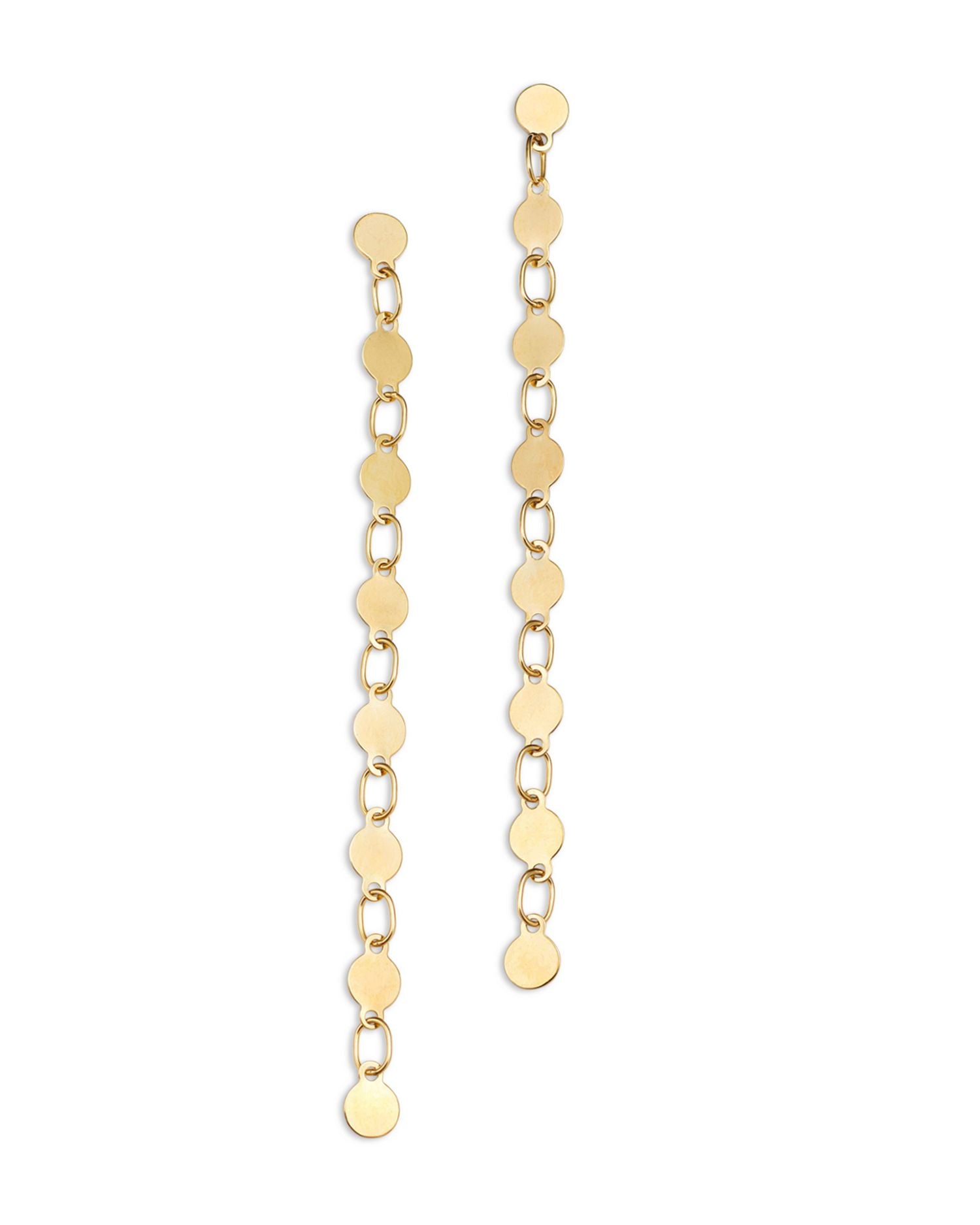 14K Yellow Gold Polished Pebble Long Drop Earrings