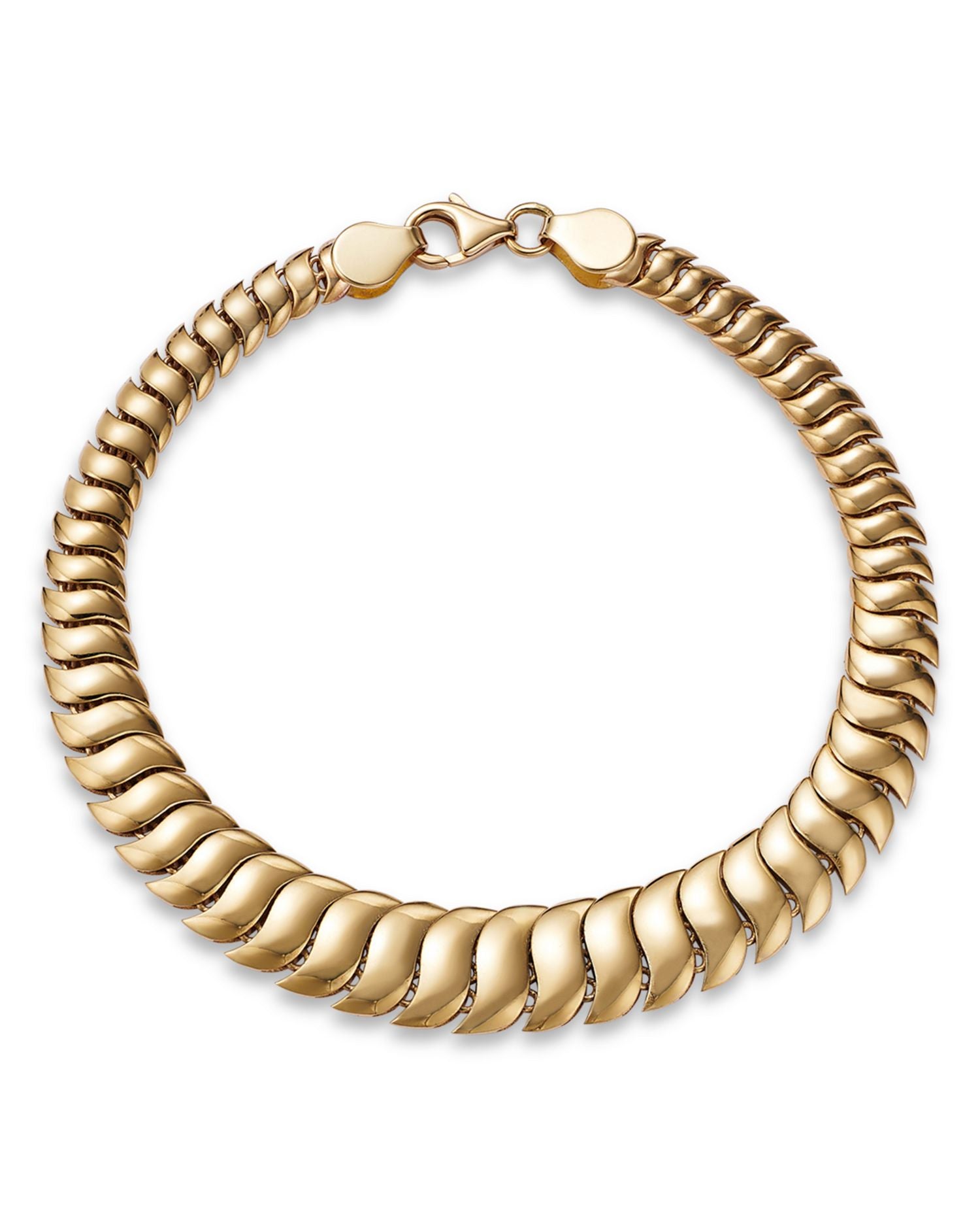 14K Yellow Gold Graduated Wavy Link Bracelet