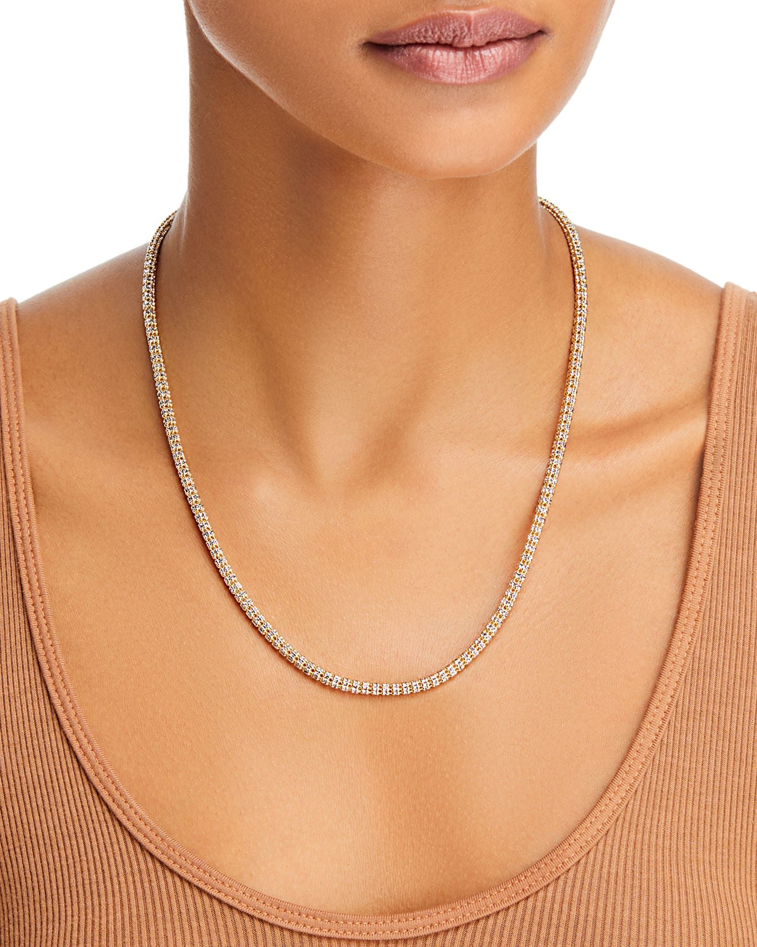 Ice Chain Strand Necklace in 14K Yellow Gold & 14K White Gold, 20'