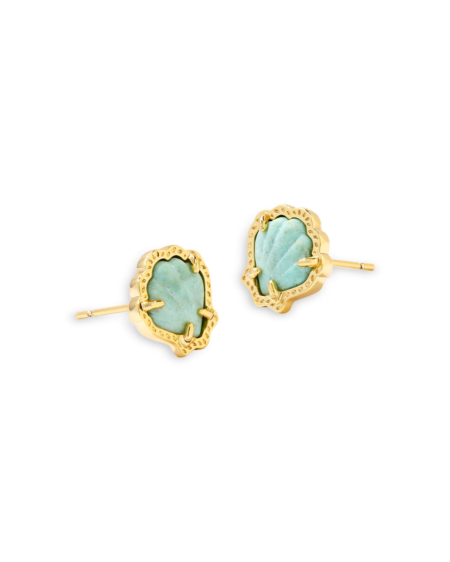 Brynne Stone Shell Stud Earrings in 14K Gold Plated