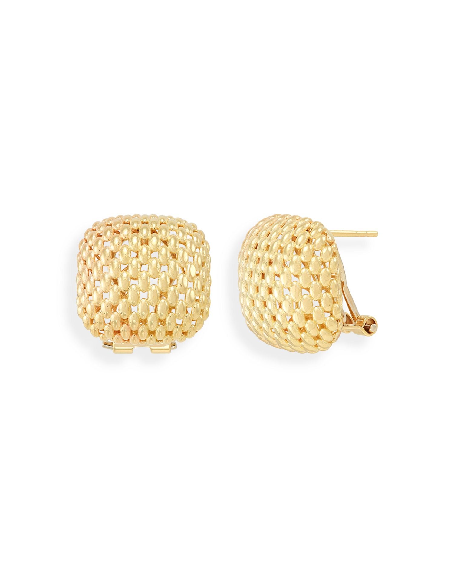 14K Yellow Gold Mesh Square Earrings