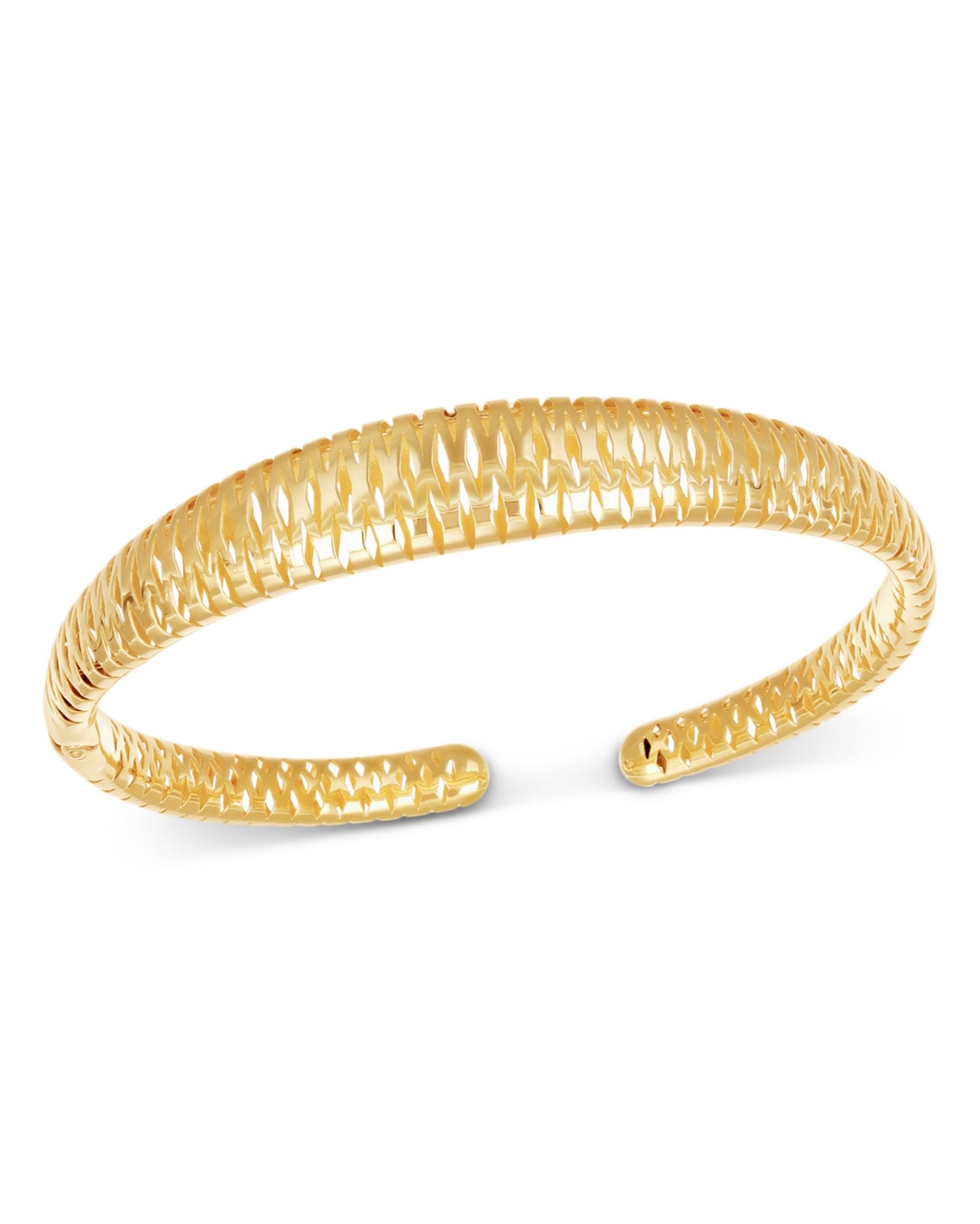 Lattice Texture Graduated Cuff Bangle Bracelet in 14K Yellow Gold - Exclusive