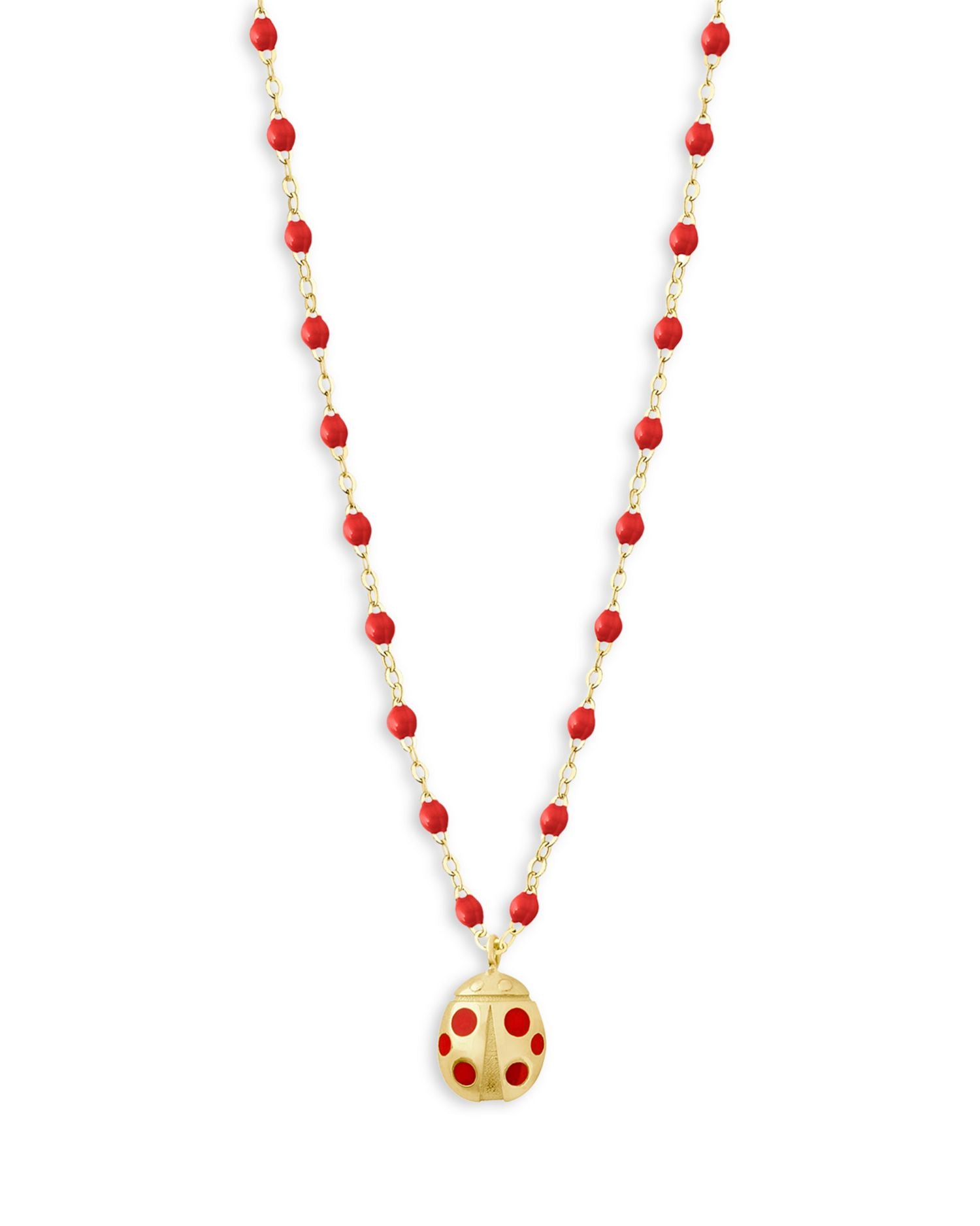 18K Yellow Gold Voyage Ladybug Poppy Pendant Necklace, 16.1'