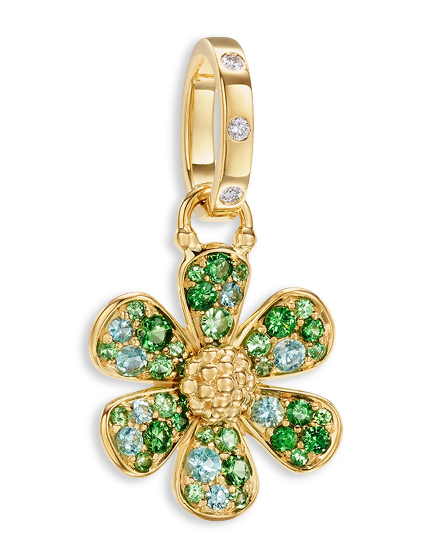 18K Yellow Gold Multi-Gemstone & Diamond Flower Power Pendant