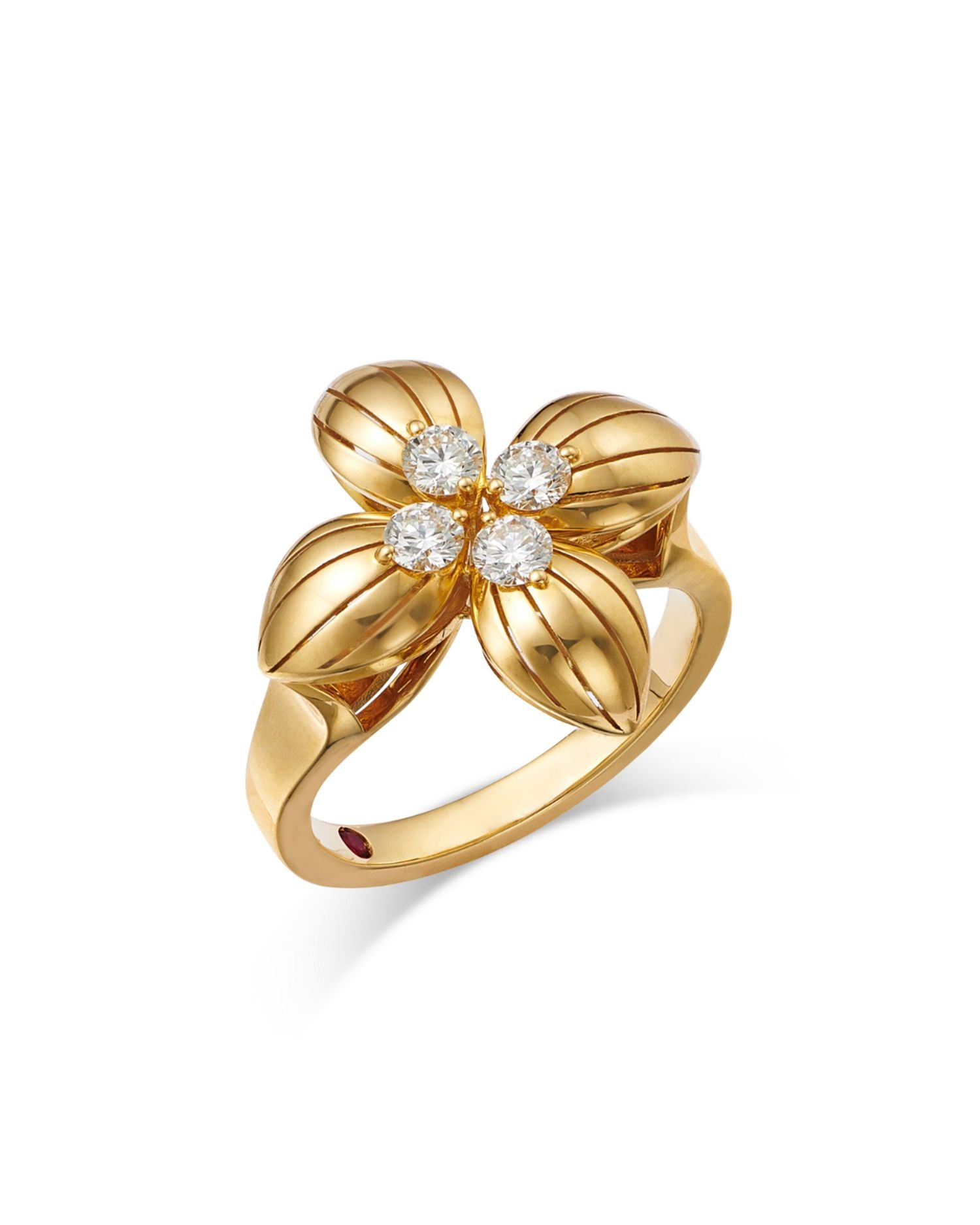 18K Yellow Gold Love in Verona Diamond Flower Ring - Exclusive