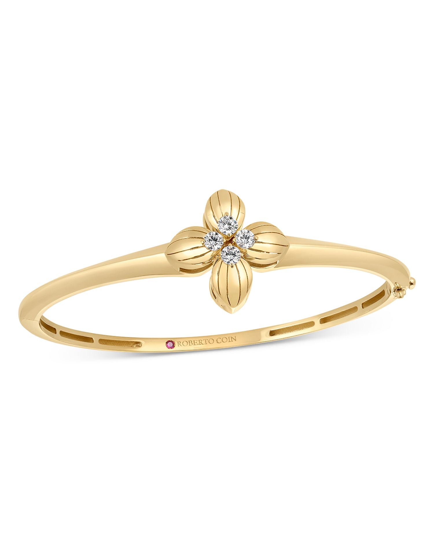 18K Yellow Gold Love in Verona Diamond Flower Bangle Bracelet - Exclusive
