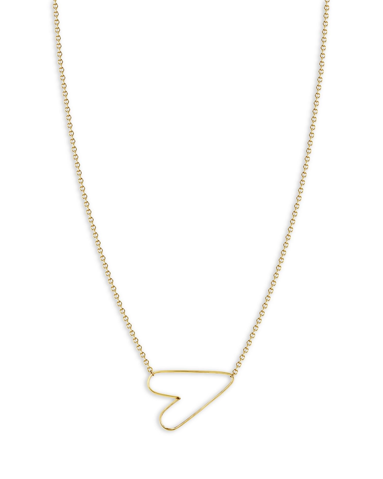 Classic Hammered Heart Necklace in 14K Yellow Gold, 14'