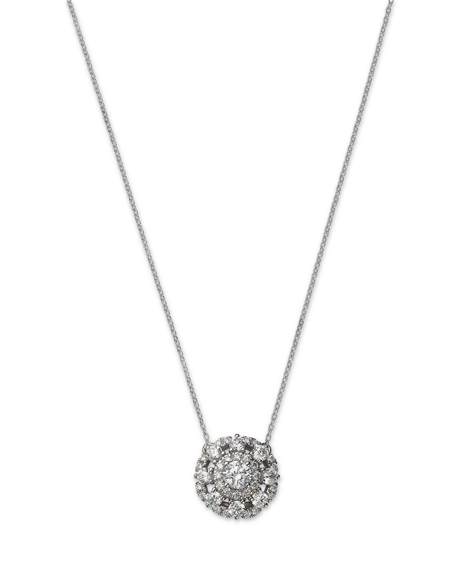Diamond Halo Pendant Necklace in 14K White Gold, 1.0 ct. t.w.