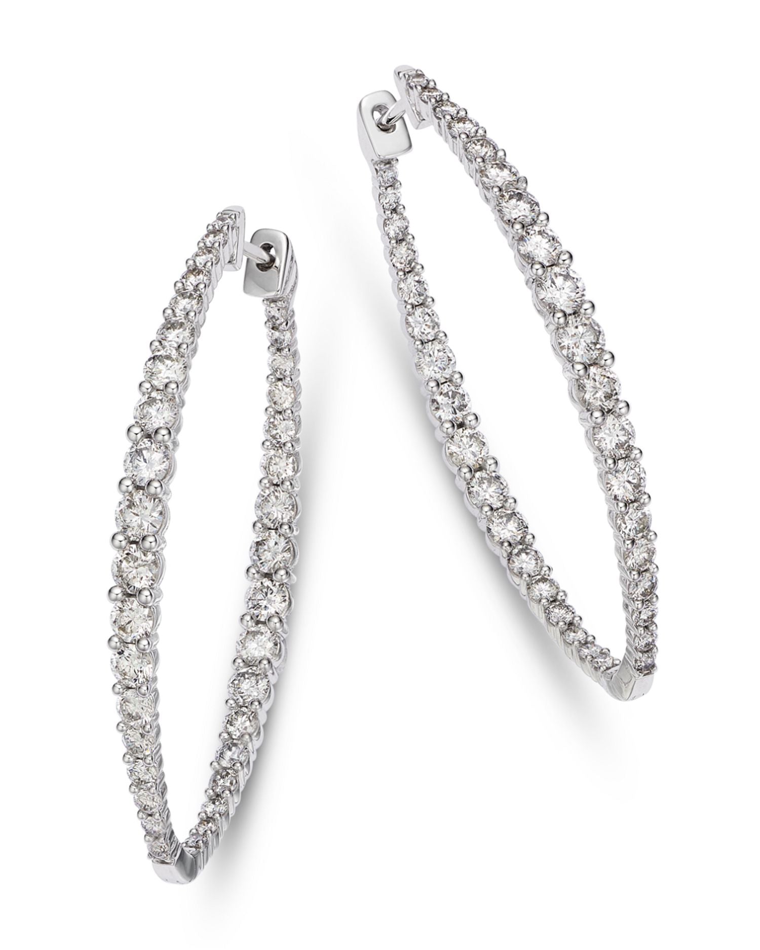 Diamond Inside Out Medium Hoop Earrings in 14K White Gold, 3.0 ct. t.w.