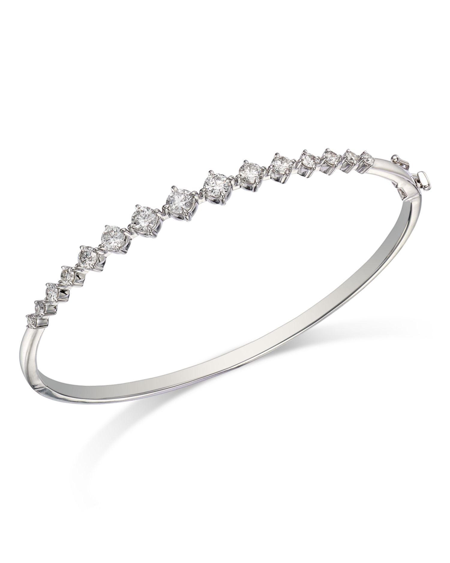 Diamond Graduated Bangle Bracelet in 14K White Gold, 1.50 ct. t.w.