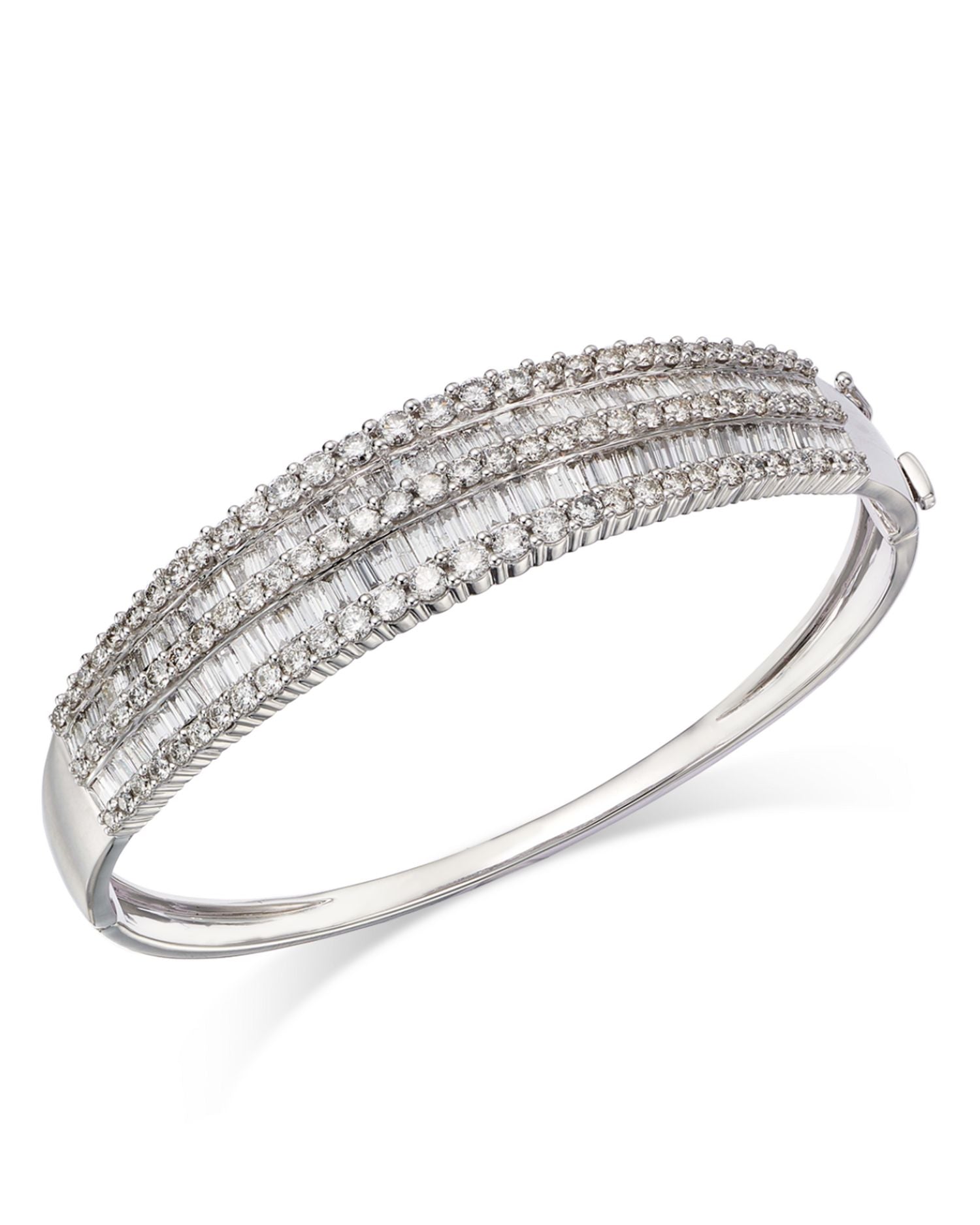 Diamond Three Row Bangle Bracelet in 14K White Gold, 1.50 ct. t.w.