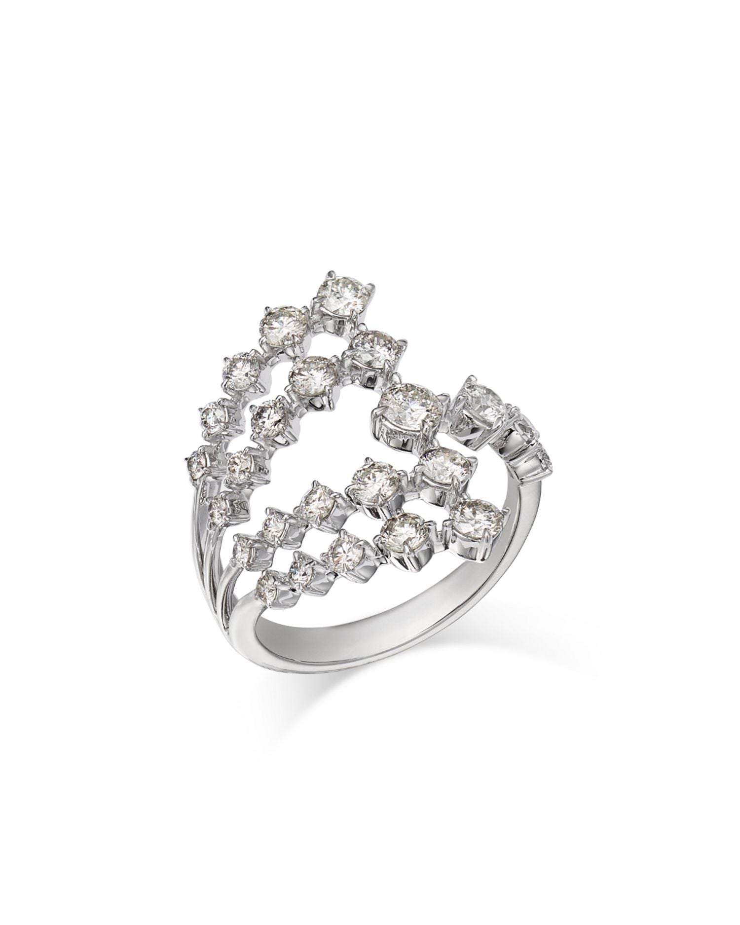Diamond Multirow Scatter Statement Ring in 14K White Gold, 1.50 ct. t.w.