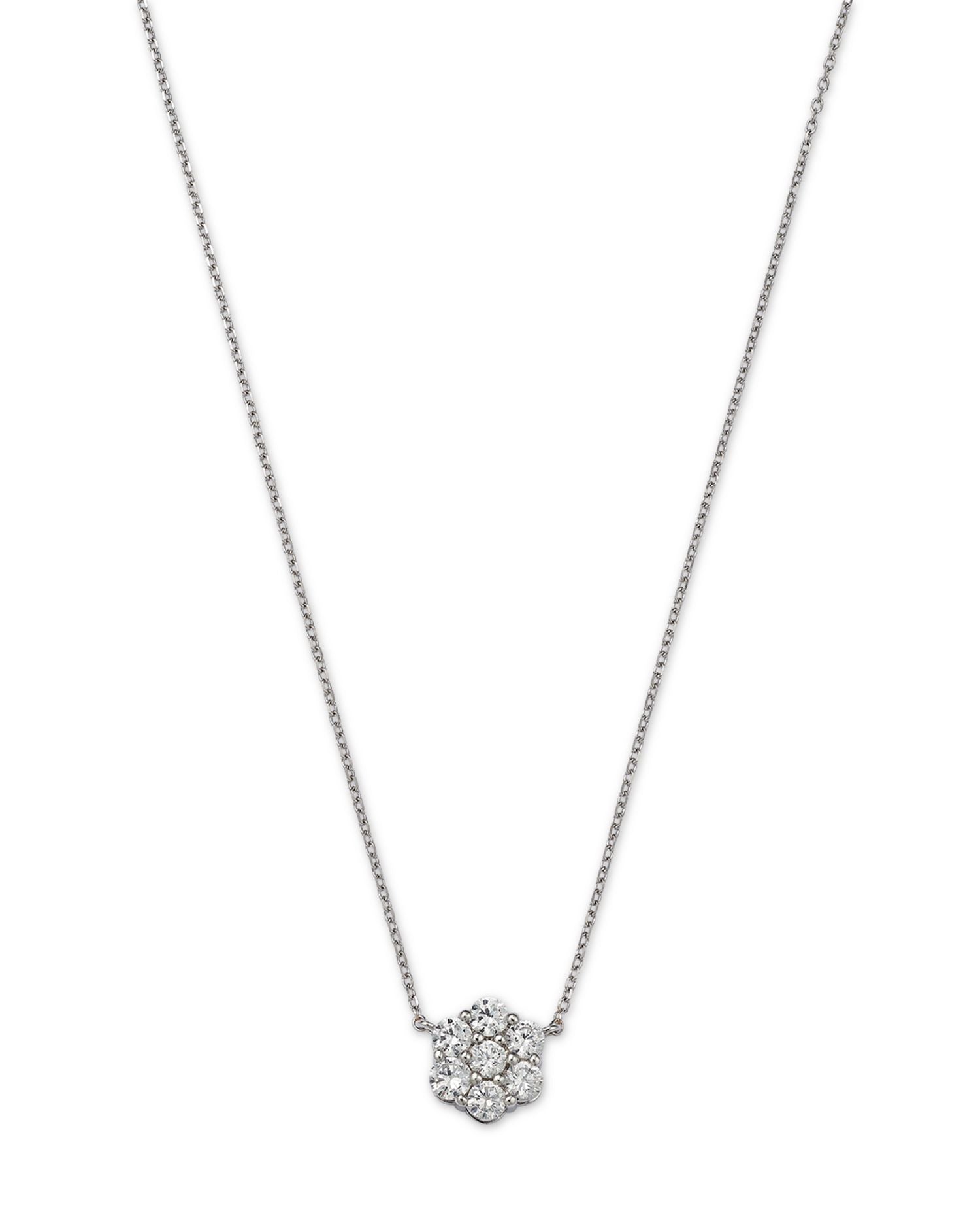 Diamond Flower Cluster Pendant Necklace in 14K White Gold, 0.5 ct. t.w.