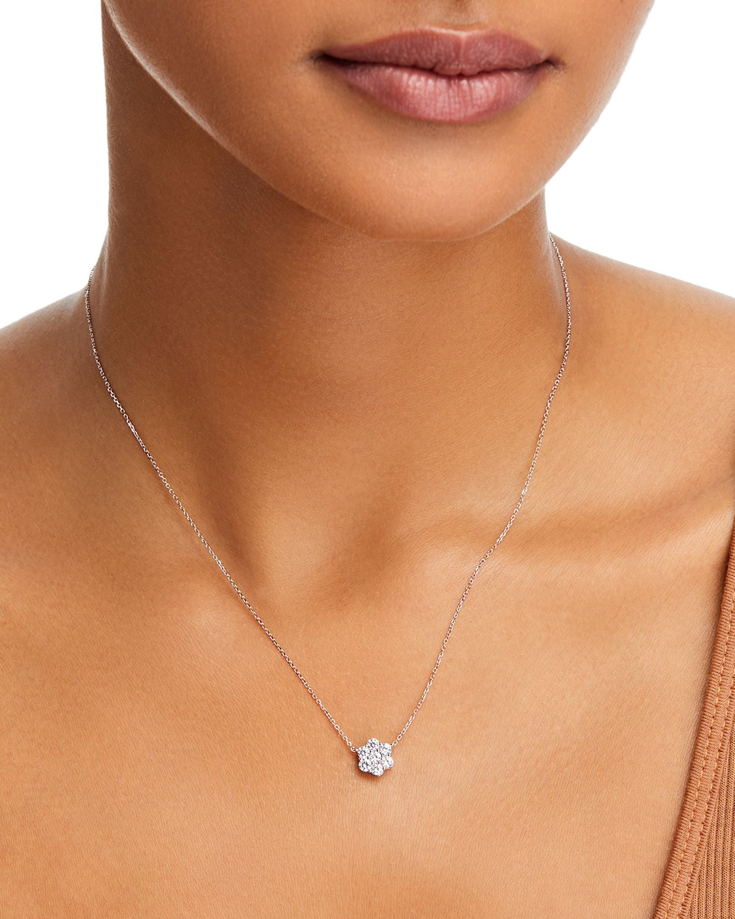 Diamond Flower Cluster Pendant Necklace in 14K White Gold, 0.5 ct. t.w.