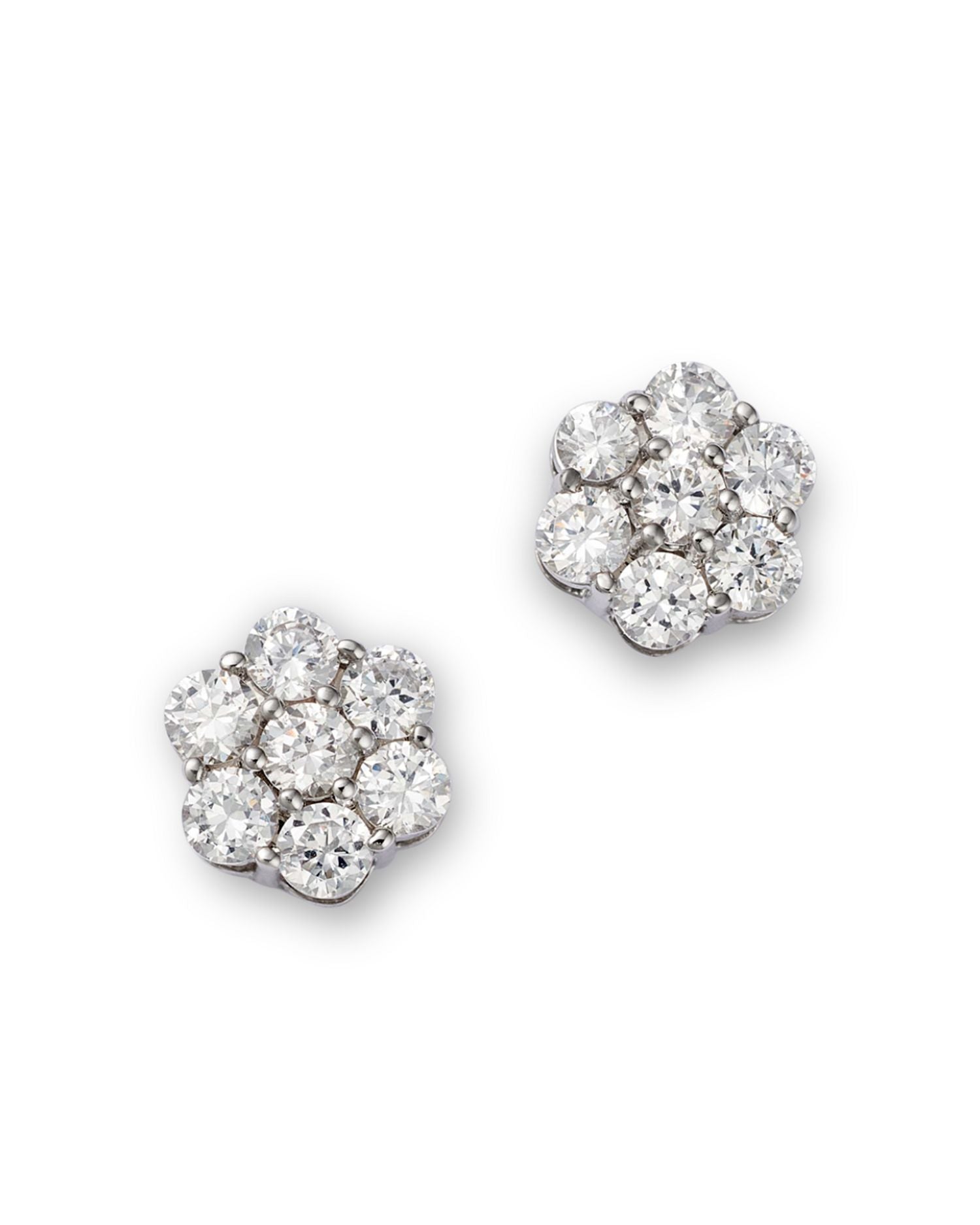 Diamond Flower Cluster Stud Earrings in 14K White Gold, 1.0 ct. t.w.
