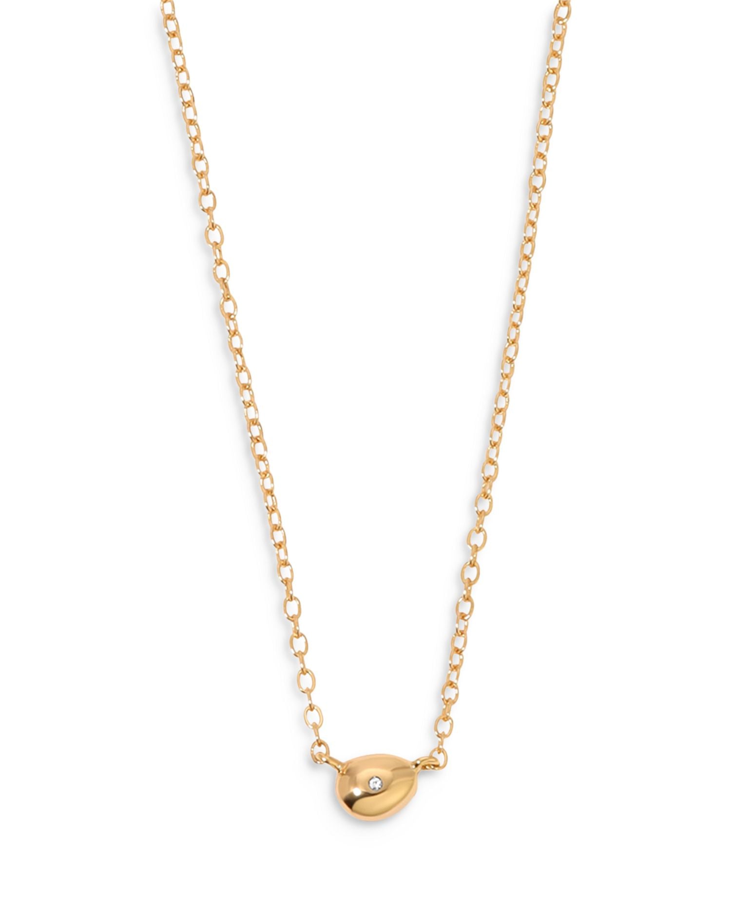 Pavé Polished Pebble Pendant Necklace, 14'-17'