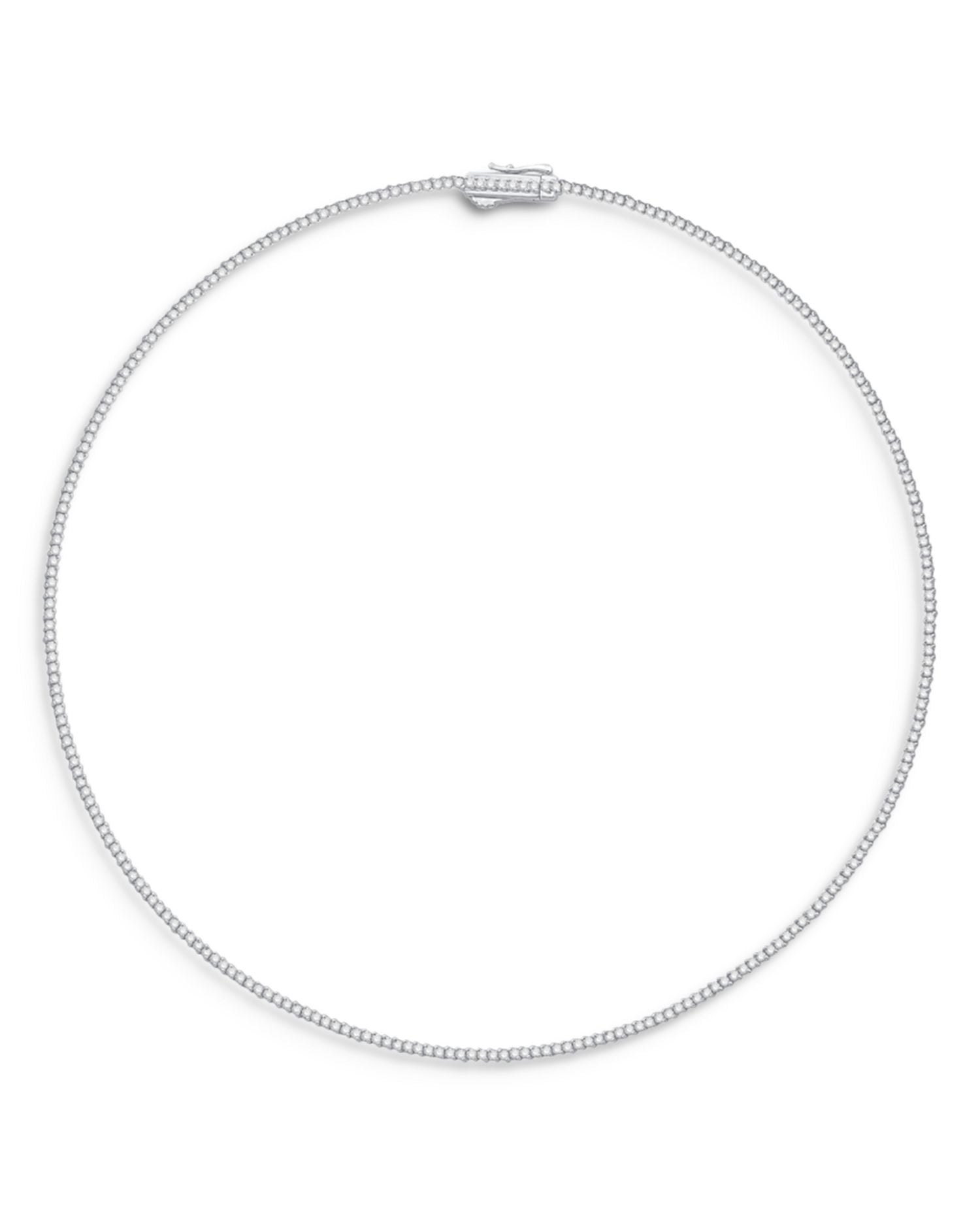 Certified Diamond Double Prong Tennis Necklace in 14K White Gold, 3.0 ct. t.w.
