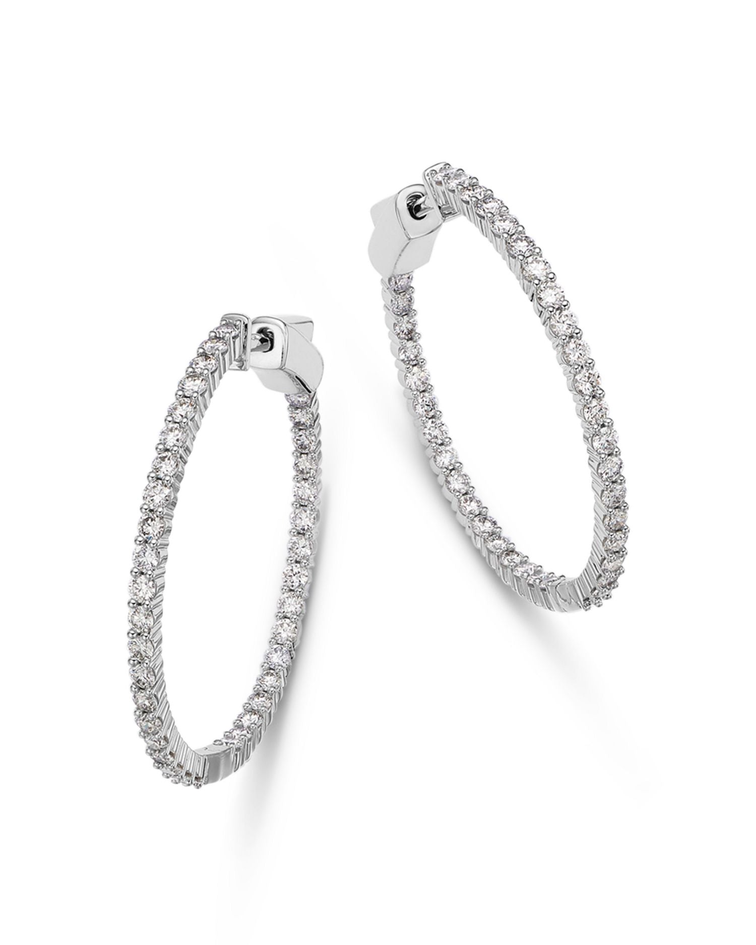 Diamond Inside Out Medium Hoop Earrings in 14K White Gold, 2.0 ct. t.w.
