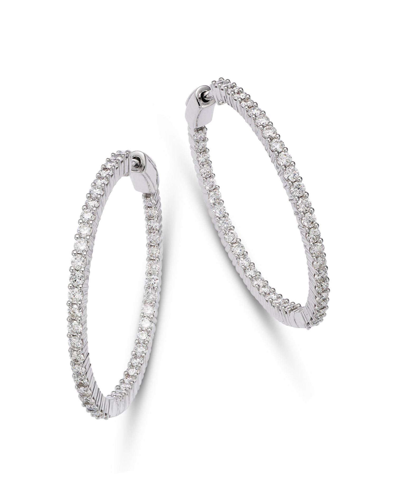 Diamond Inside Out Hoop Earrings in 14K White Gold, 3.0 ct. t.w.