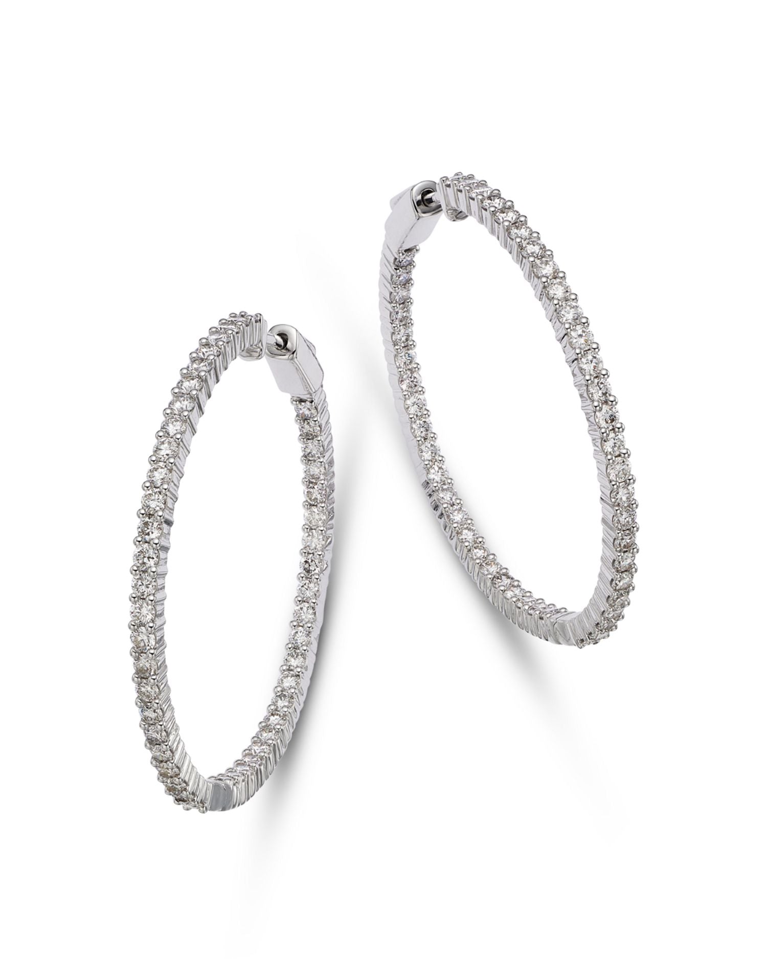 Diamond Inside Out Medium Hoop Earrings in 14K White Gold, 4.0 ct. t.w.