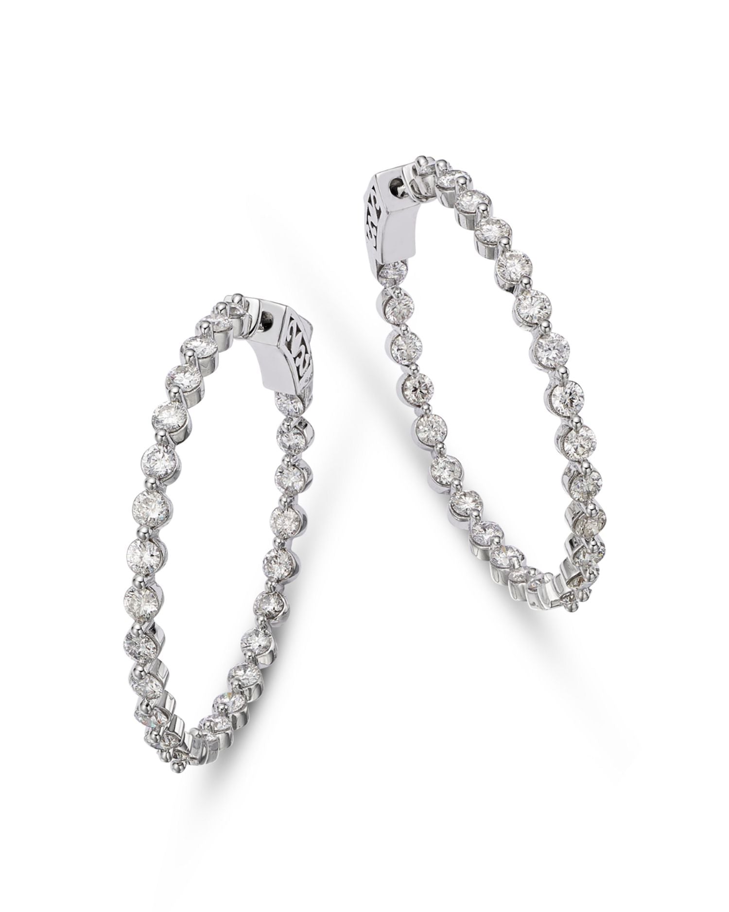 Diamond Inside Out Medium Hoop Earrings in 14K White Gold, 3.0 ct. t.w.