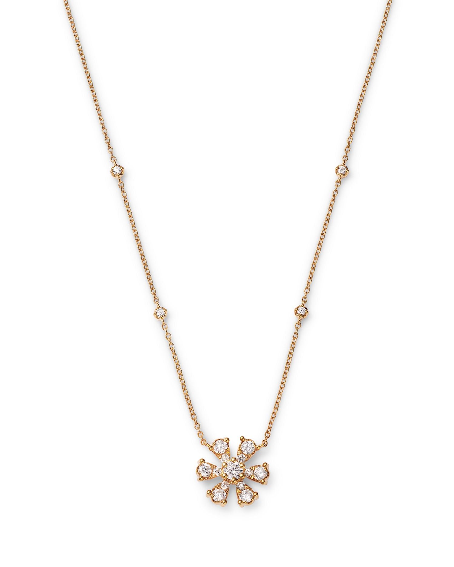 Diamond Flower Pendant Necklace in 14K Yellow Gold, 0.50 ct. t.w.