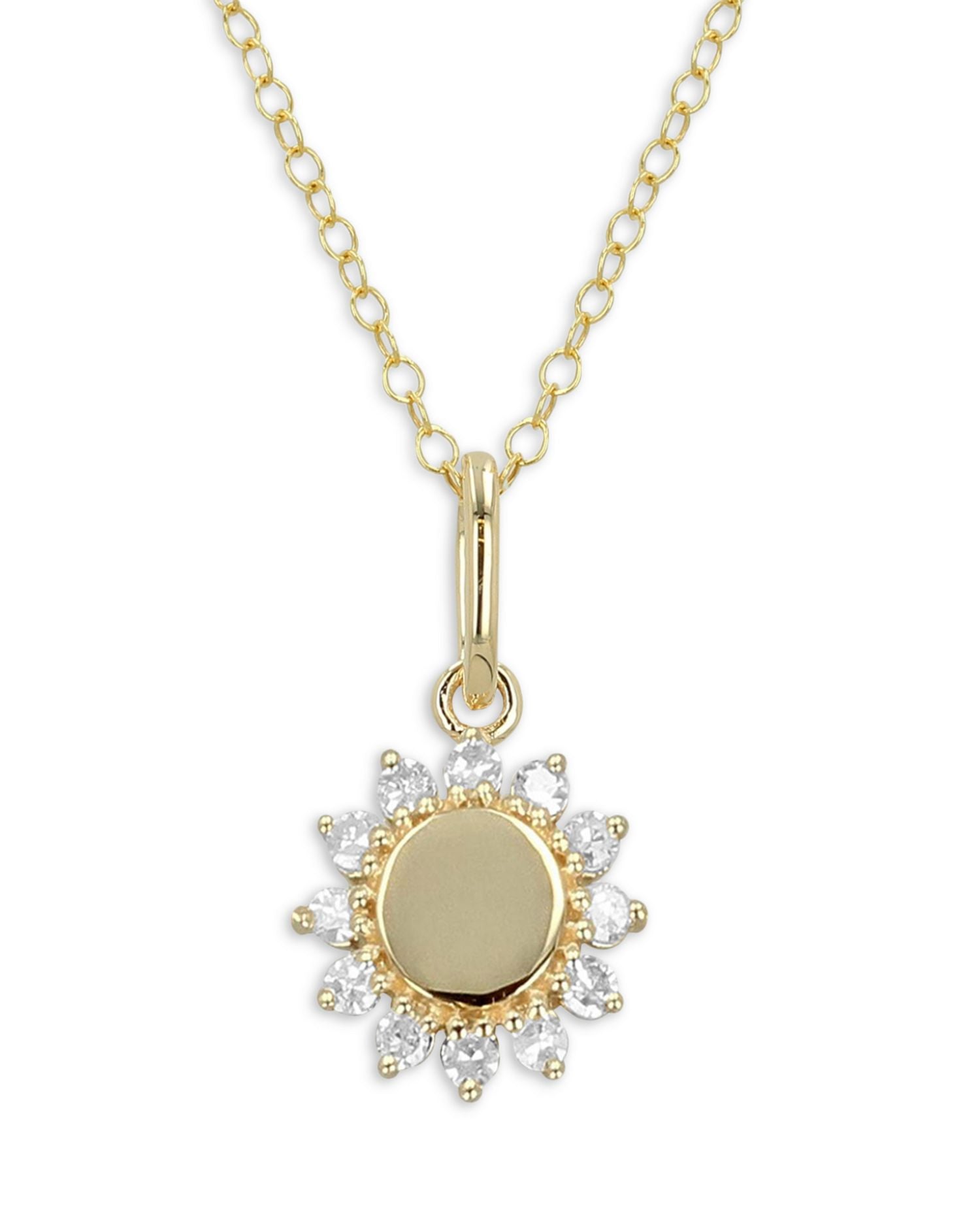14K Yellow Gold Sun Diamond Pendant Necklace, 0.12 ct. t.w.