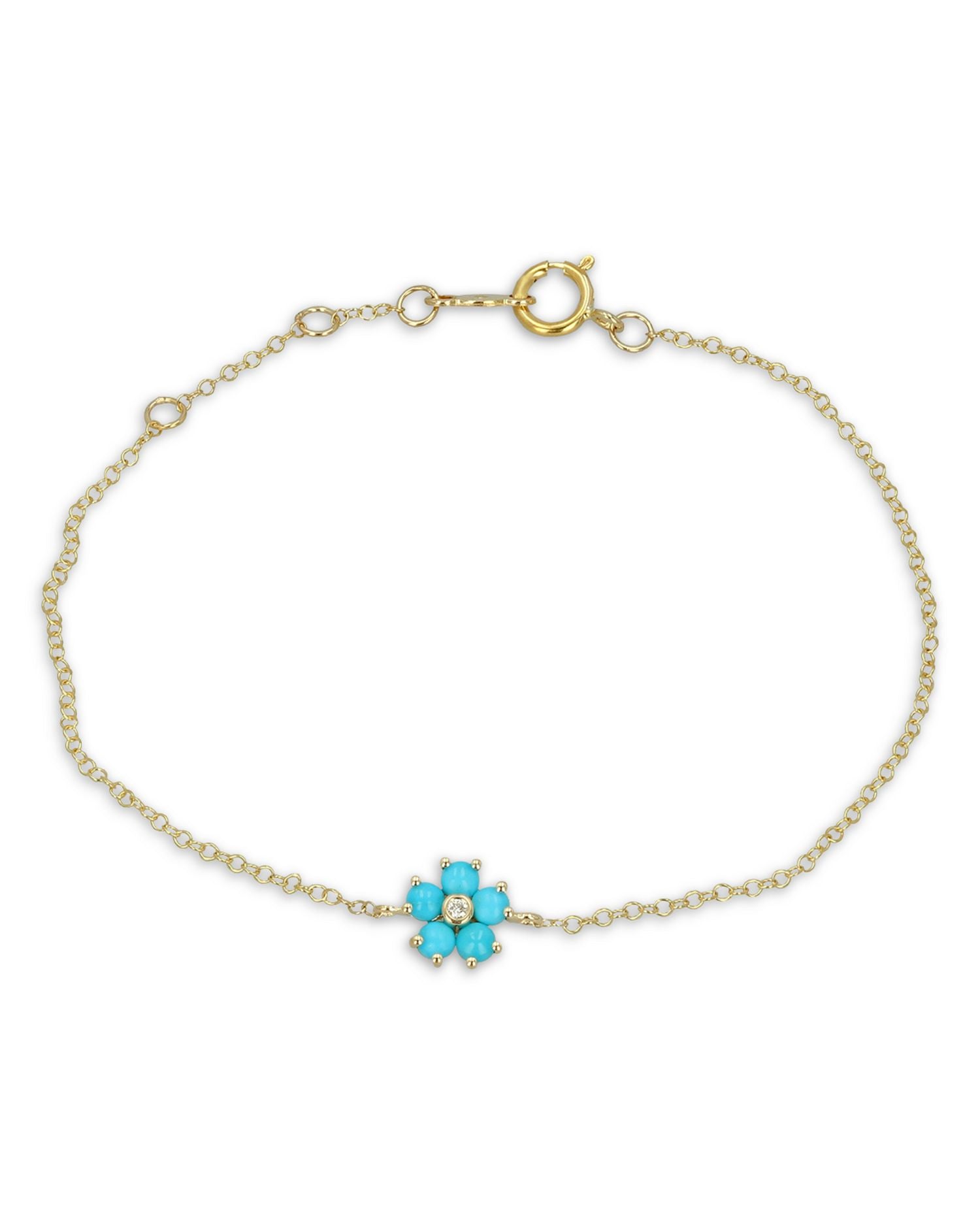 14K Yellow Gold Turquoise & Diamond Pendant Bracelet, 0.02 ct. t.w.