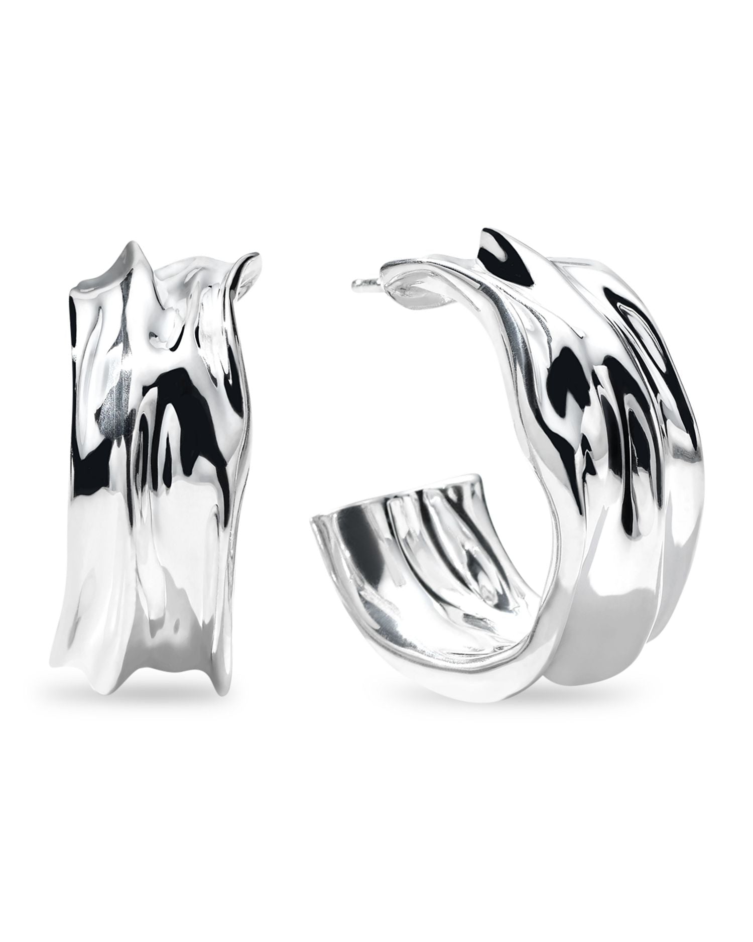 Sterling Silver 925 Classico Crush Medium Hoop Earrings
