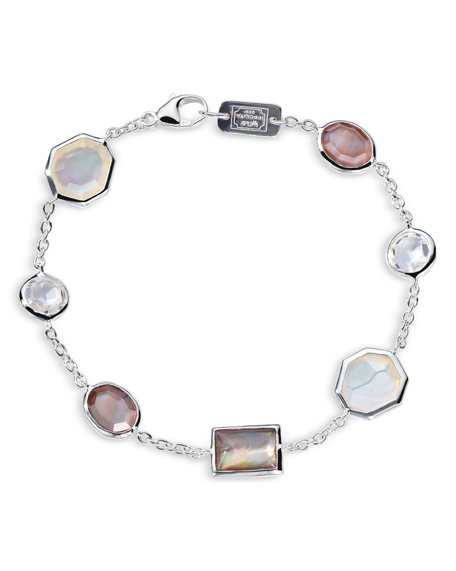 Sterling Silver 925 Rock Candy® Multi Stone Mixed Cut Link Bracelet