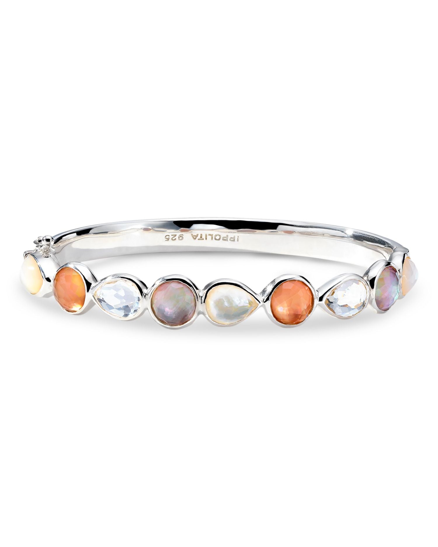 Sterling Silver 925 Rock Candy® Multi Stone Hinged Bangle Bracelet