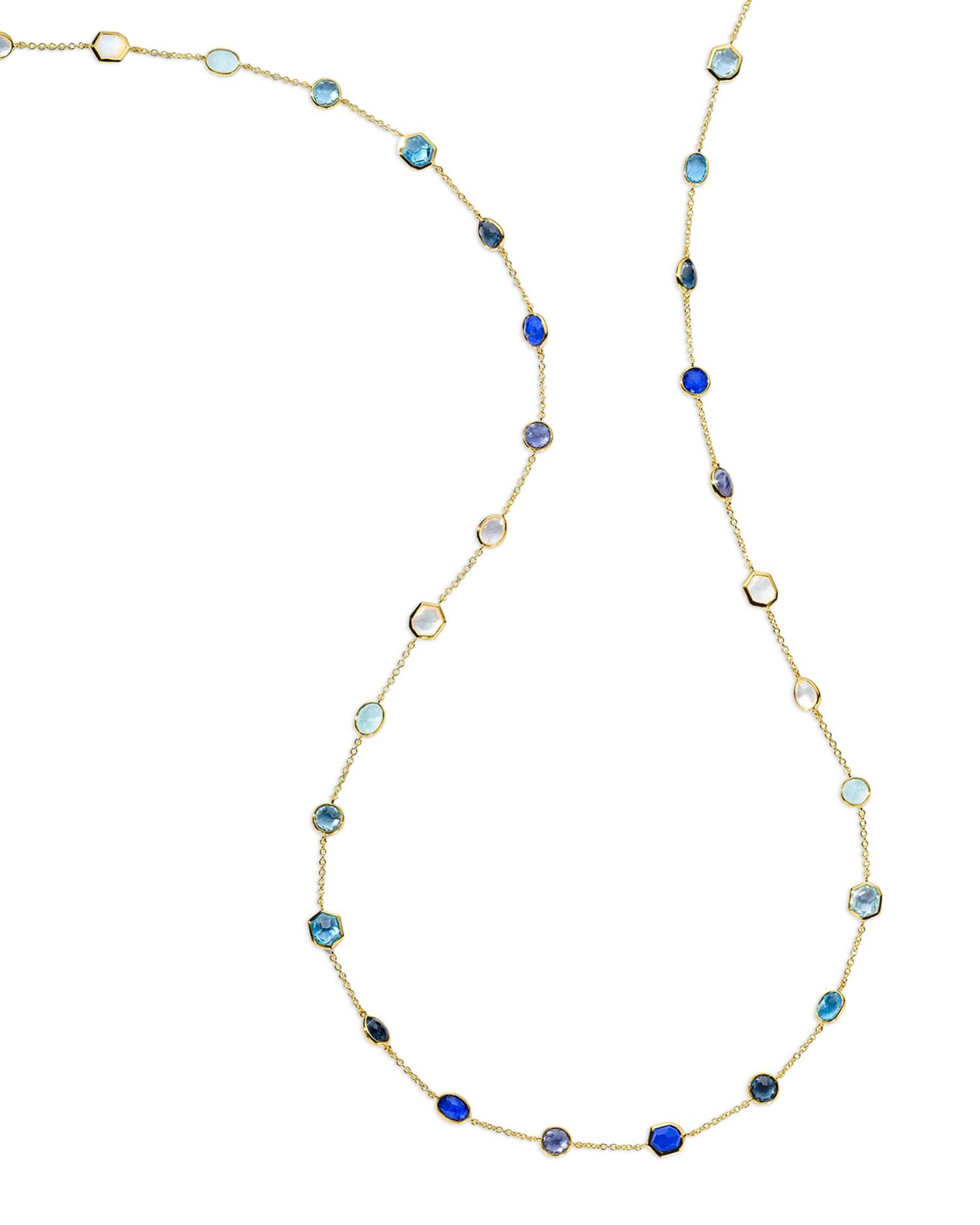 18K Yellow Gold Rock Candy® Multi Stone Mixed Cut Station Statement Necklace, 37'