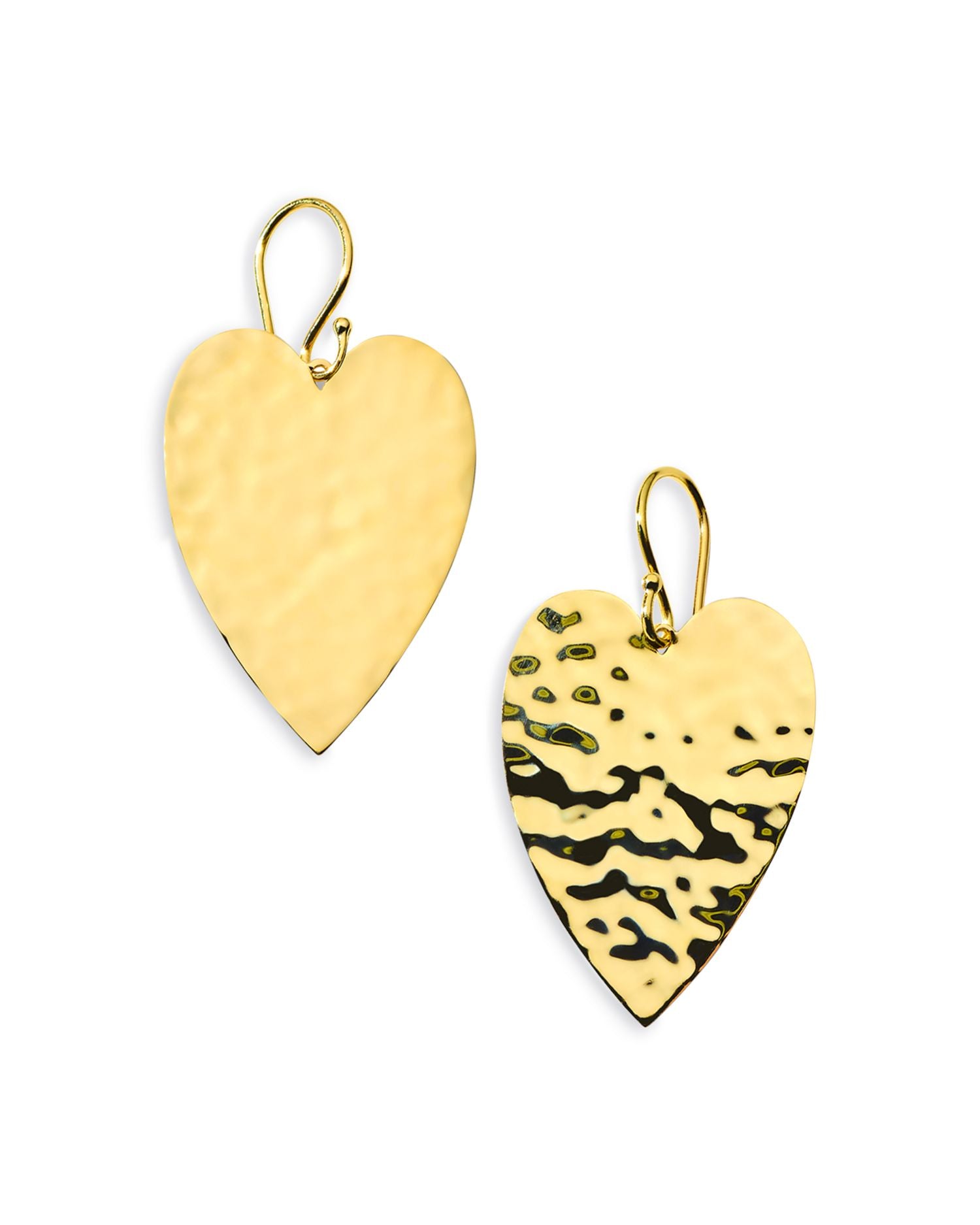18K Yellow Gold Classico Crinkle Large Heart Drop Earrings