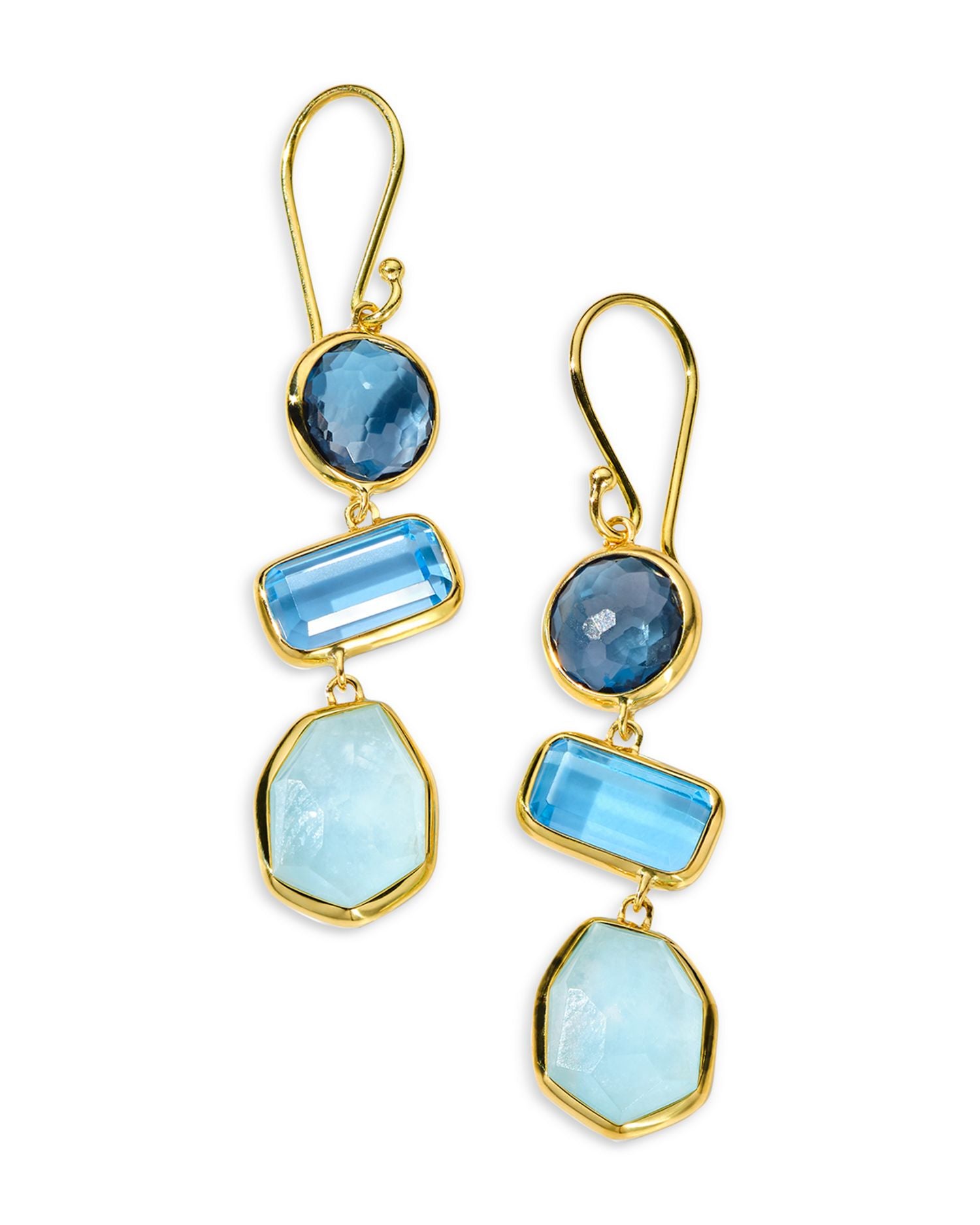 18K Yellow Gold Rock Candy® Multi Stone Mixed Cut Large Drop Earrings