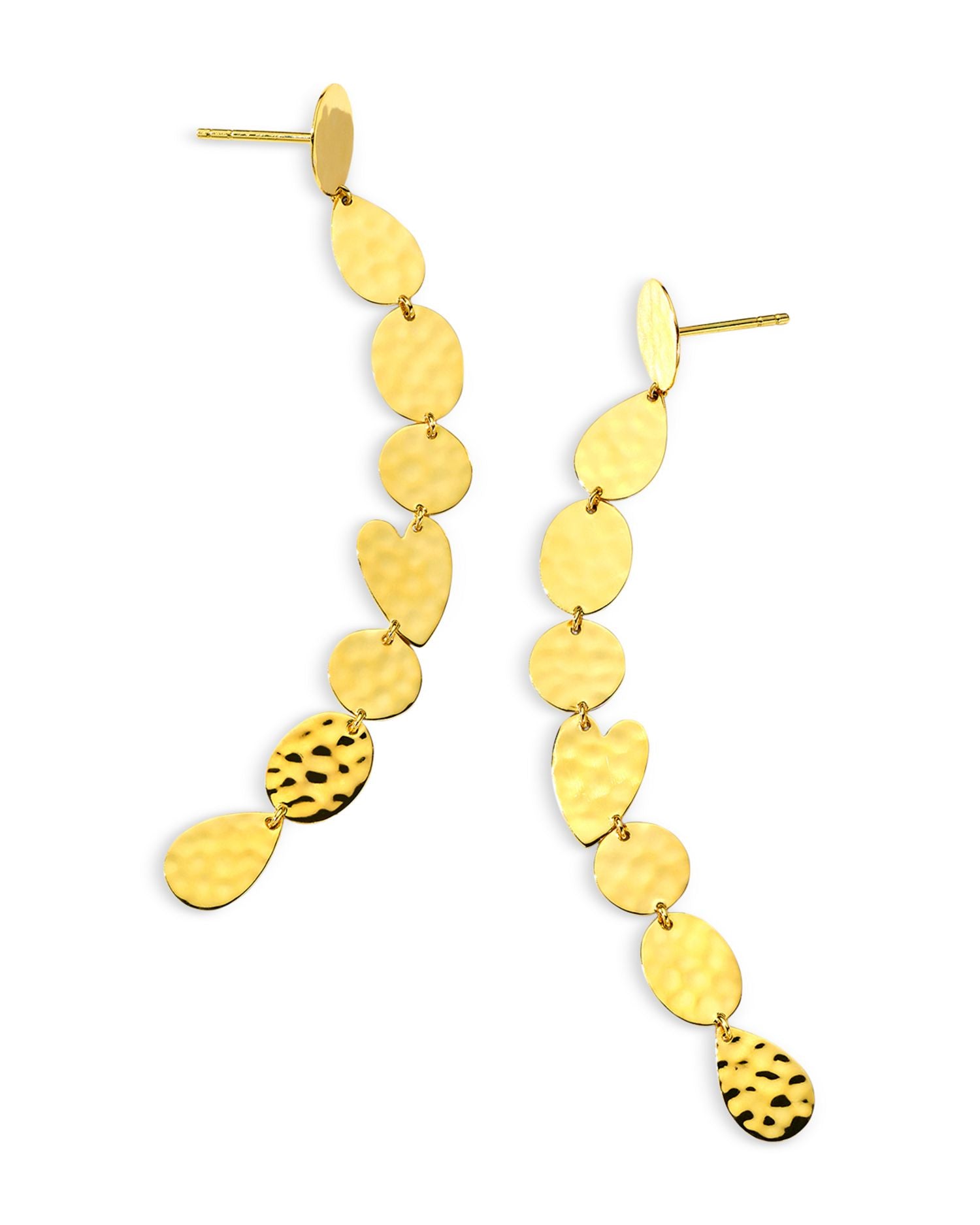 18K Yellow Gold 18K Classico Crinkle Mixed Shape Linear Drop Earrings