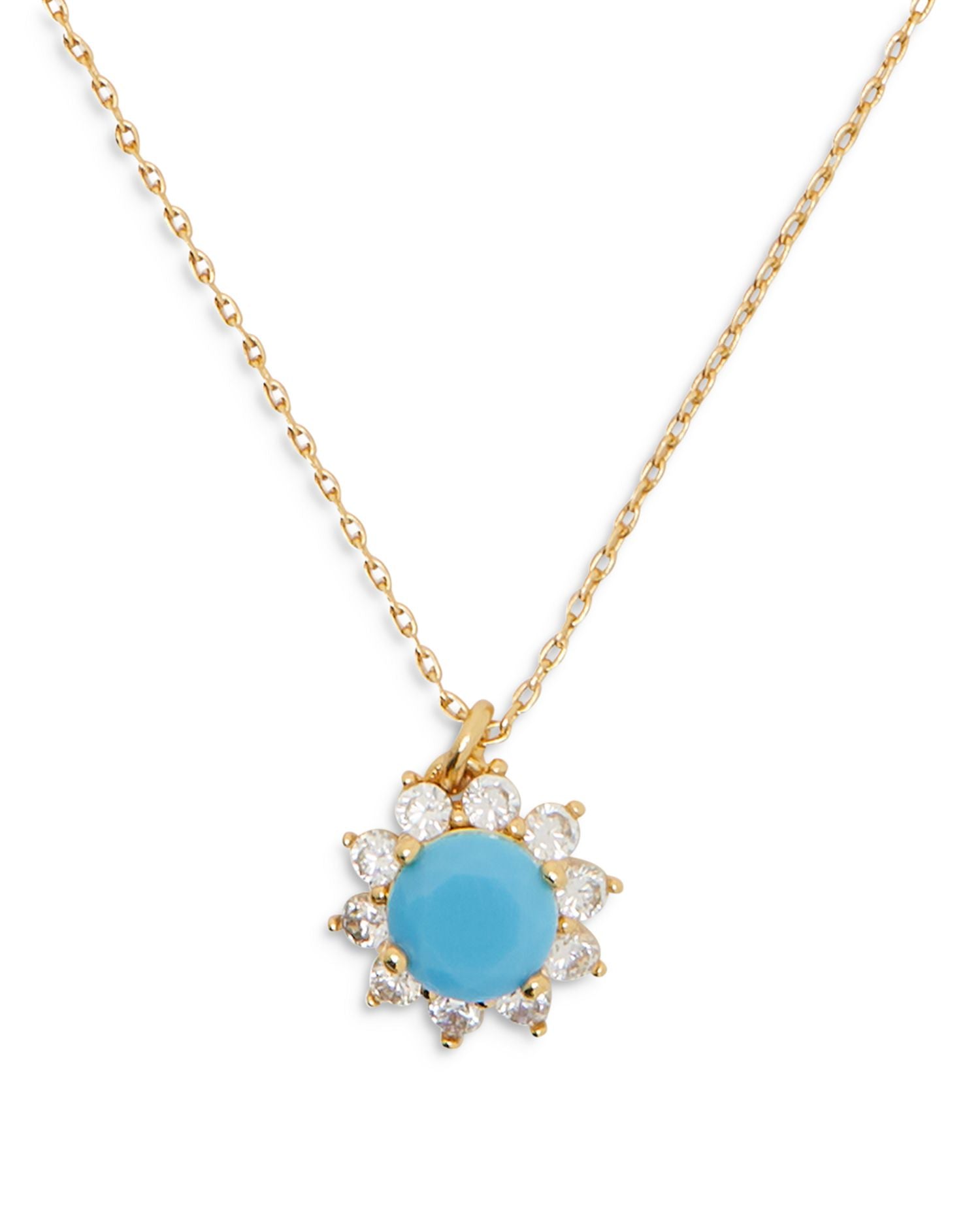 Sunny Cubic Zirconia & Blue Stone Halo Pendant Necklace, 16'-19'