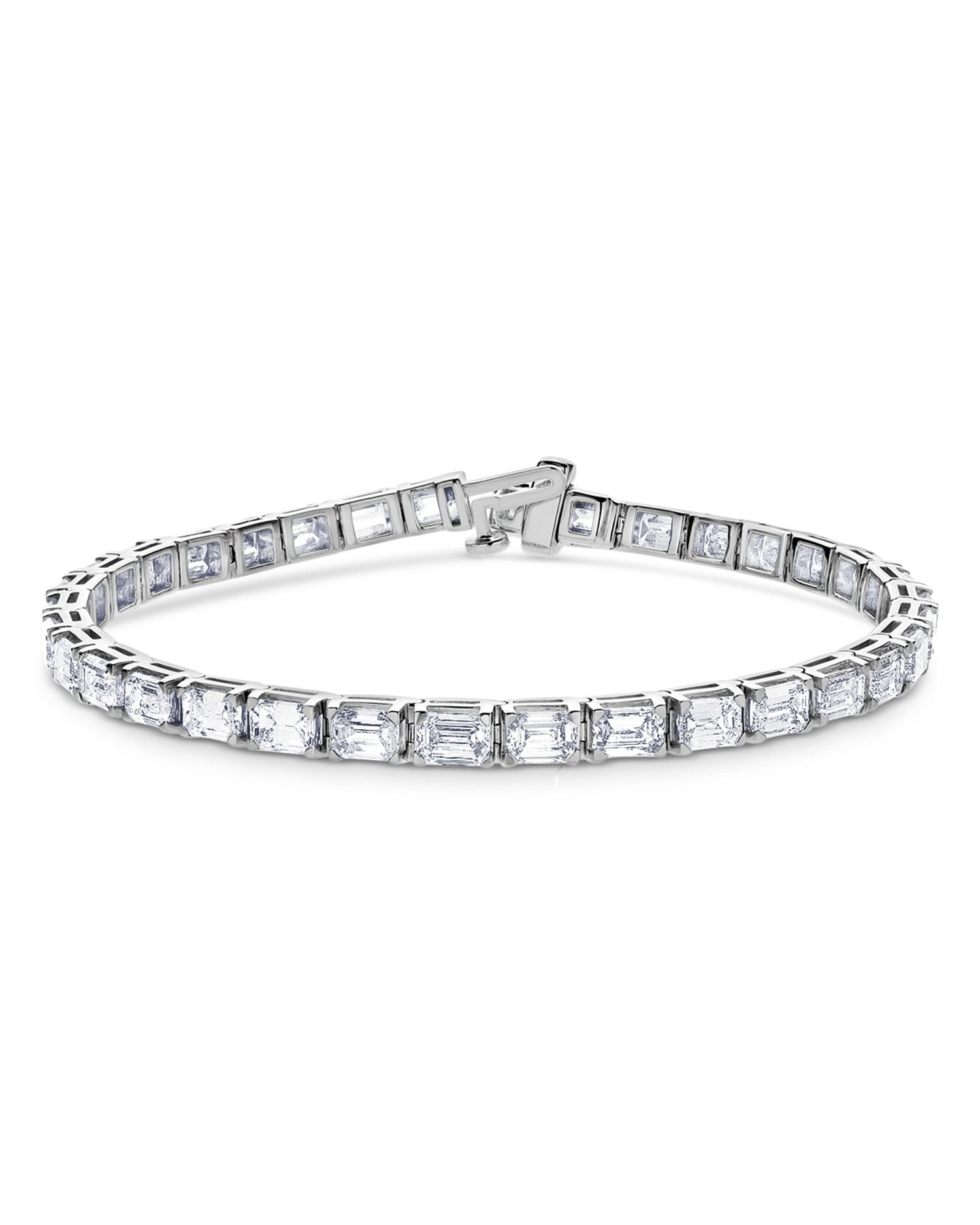 Certified Lab Grown Diamond Emerald Cut Tennis Bracelet in 18K White Gold, 11.75 ct. t.w.