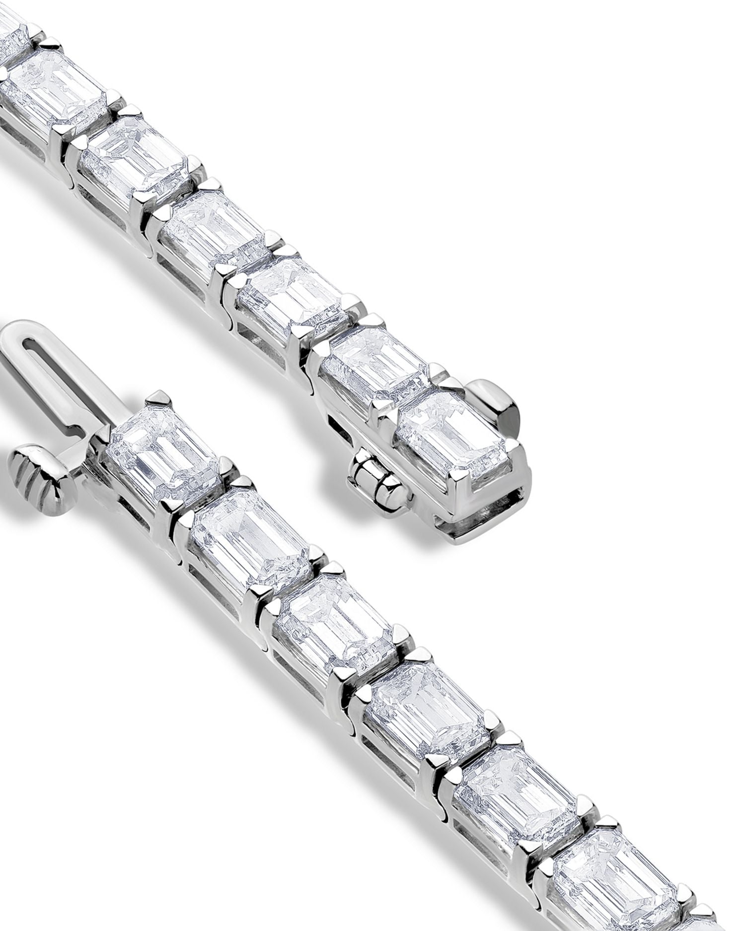Certified Lab Grown Diamond Emerald Cut Tennis Bracelet in 18K White Gold, 11.75 ct. t.w.