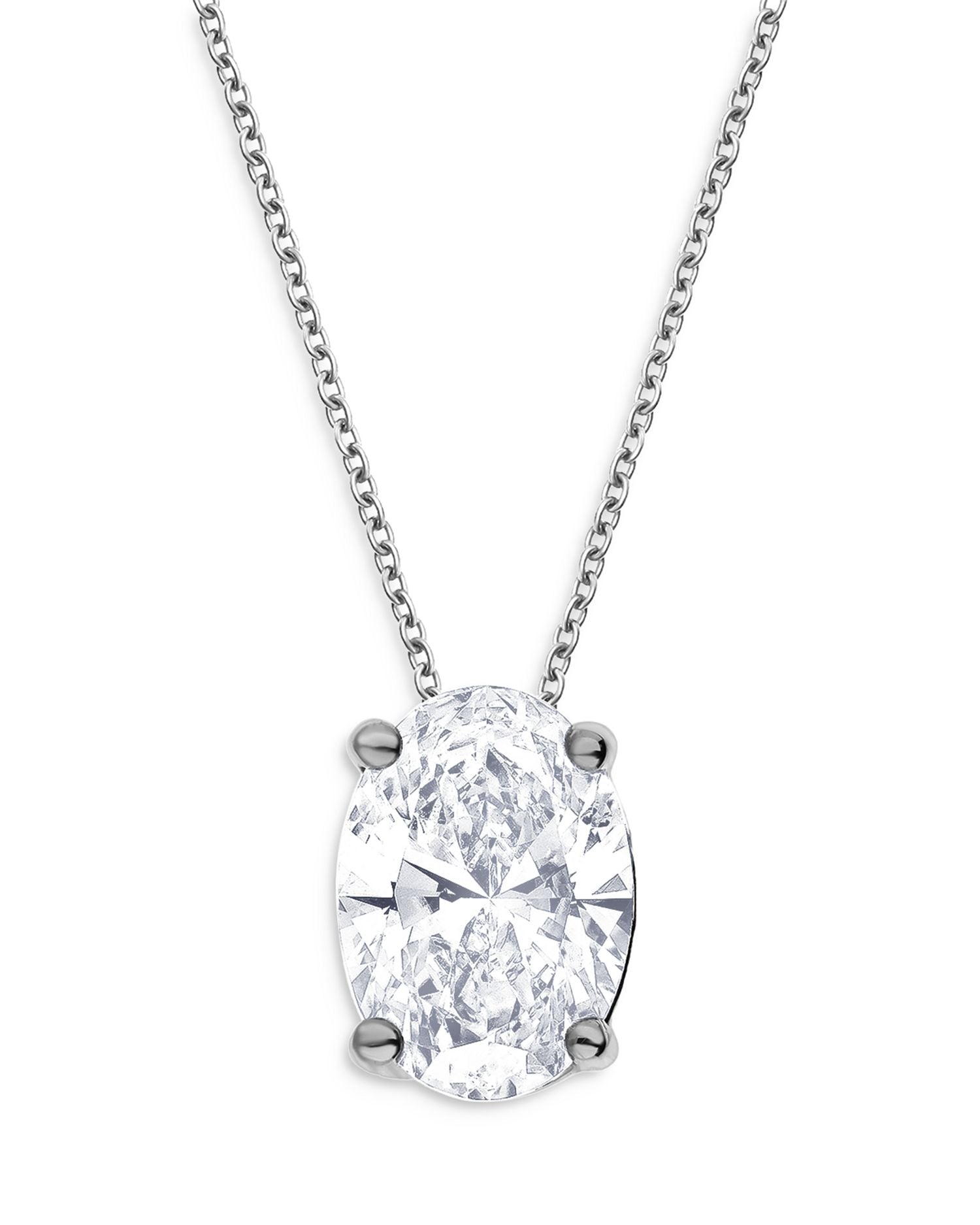 Certified Lab Grown Diamond Oval Pendant Necklace in 18K White Gold, 2.0 ct. t.w.