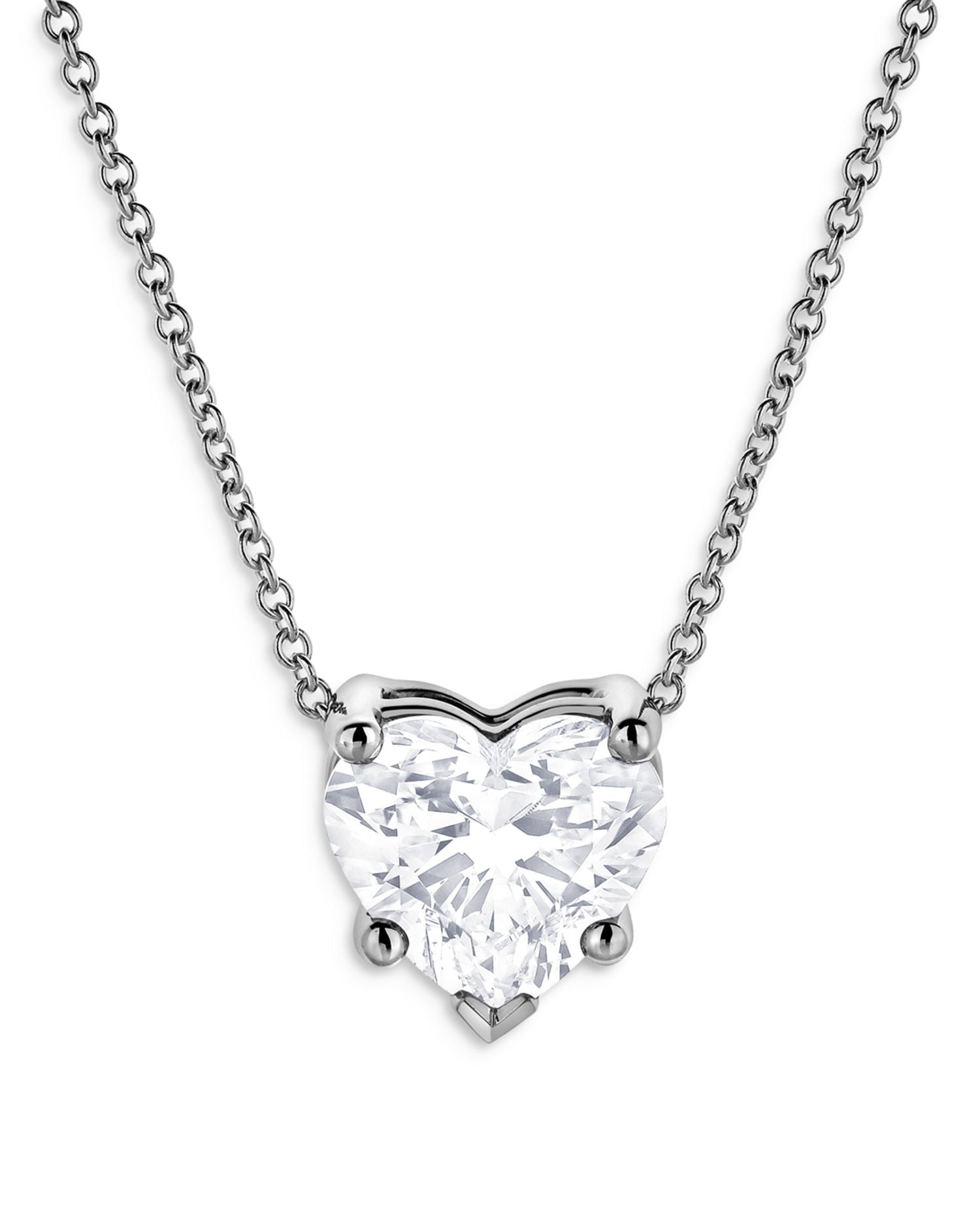 Certified Lab Grown Diamond Heart Pendant Necklace in 18K White Gold, 2.0 ct. t.w.