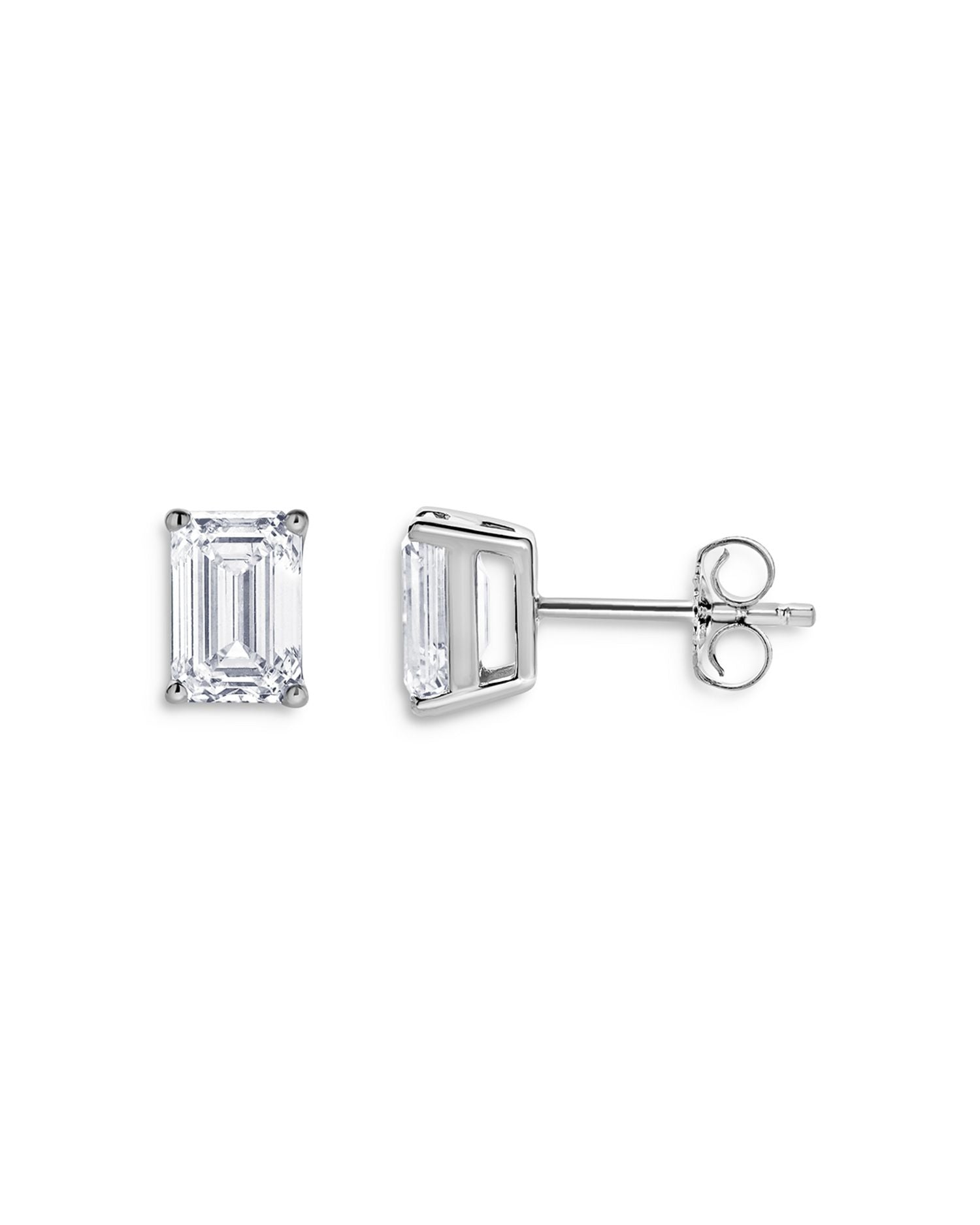 Certified Lab Grown Emerald-Cut Diamond Stud Earrings in 18K White Gold, 2.0 ct. t.w.