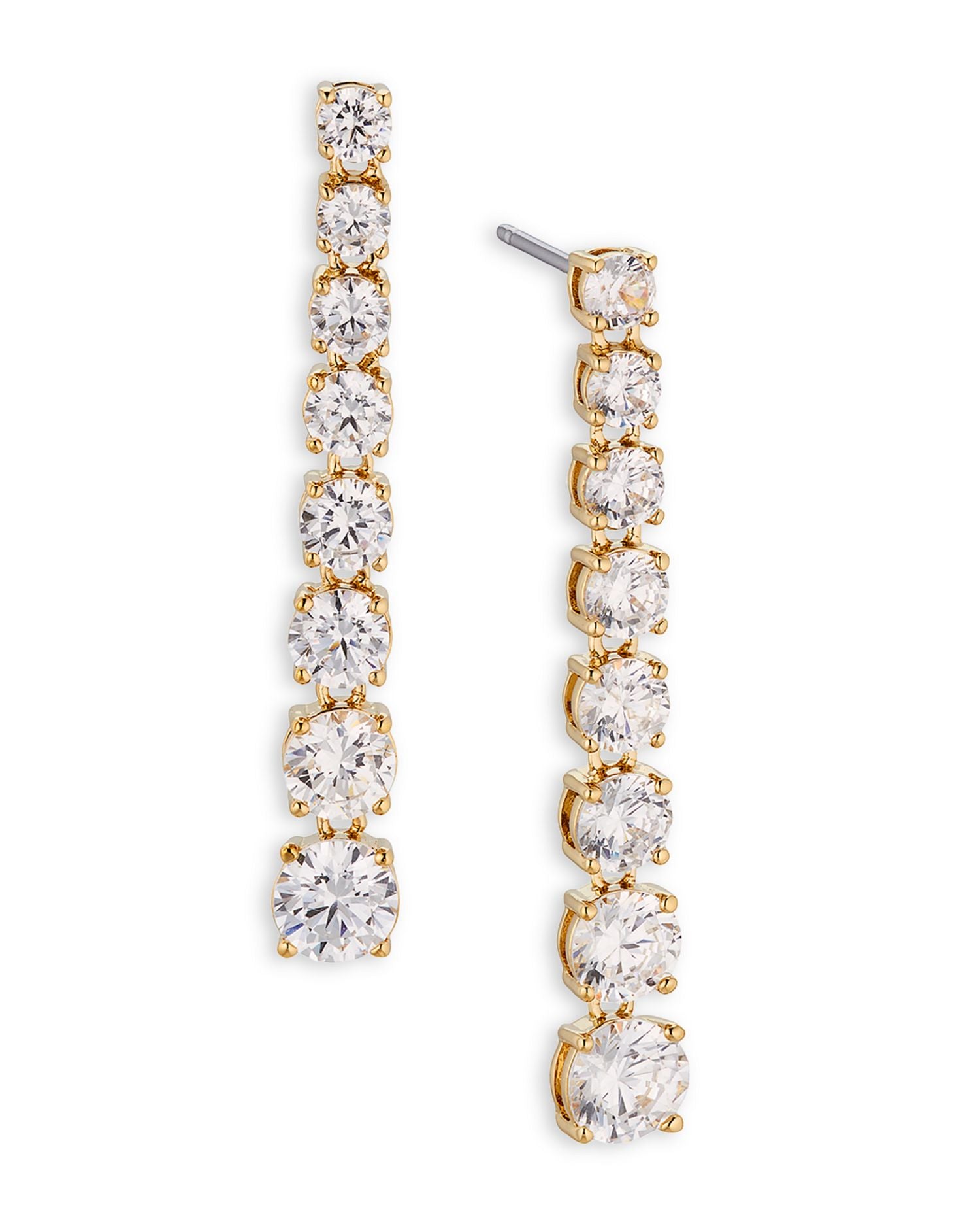 Perfect Tennis Cubic Zirconia Graduated Linear Drop Earrings in 18K Gold Plated