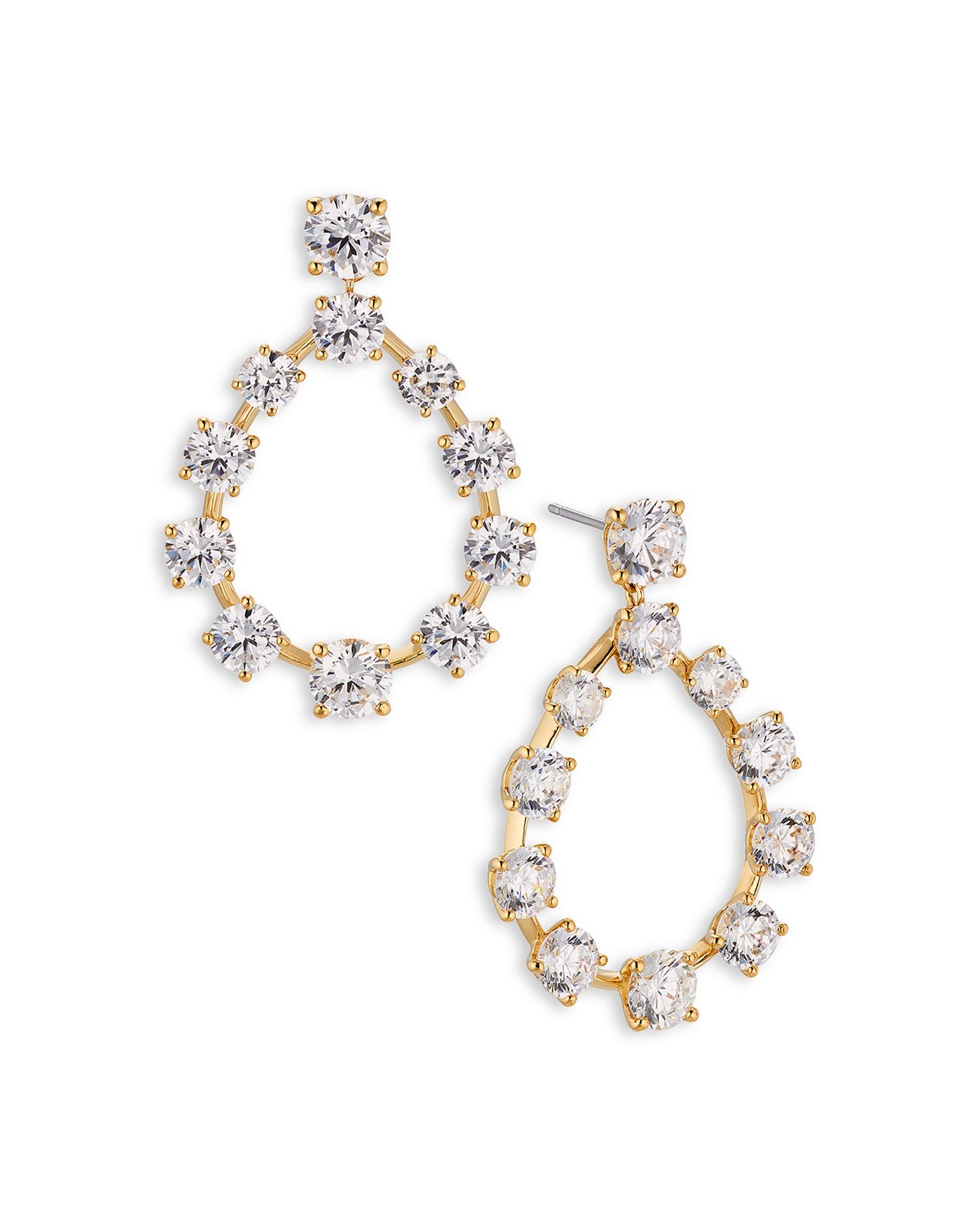 Halle Cubic Zirconia Open Tear Shape Drop Earrings in 18K Gold Plated