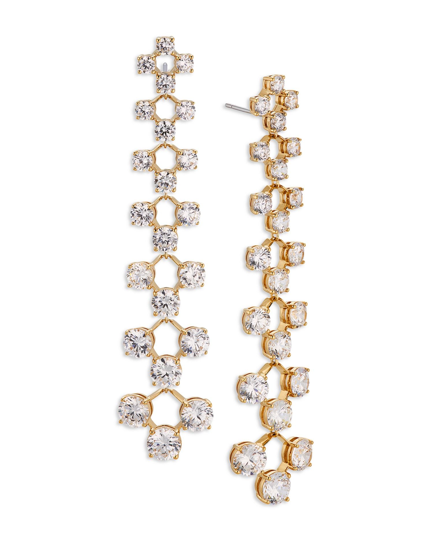 Halle Cubic Zirconia Graduated Linear Drop Earrings in 18K Gold Plated