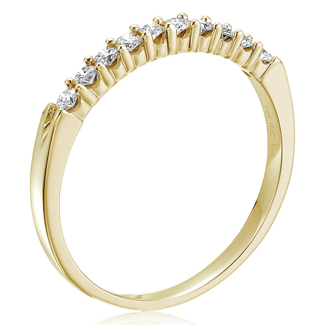 1/4 Cttw Diamond Wedding Band 14K Gold 10 Stone Prong Set Round